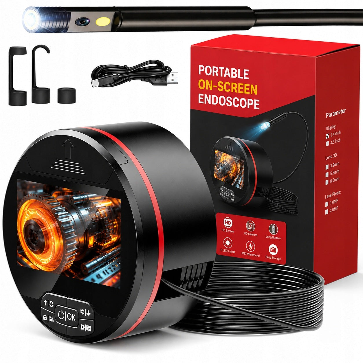 INSPECTION Camera DUO ENDOSCOPE TWO CAMERAS 5M 8LED 2x Full HD Photography Manufacturer code 19054671-1