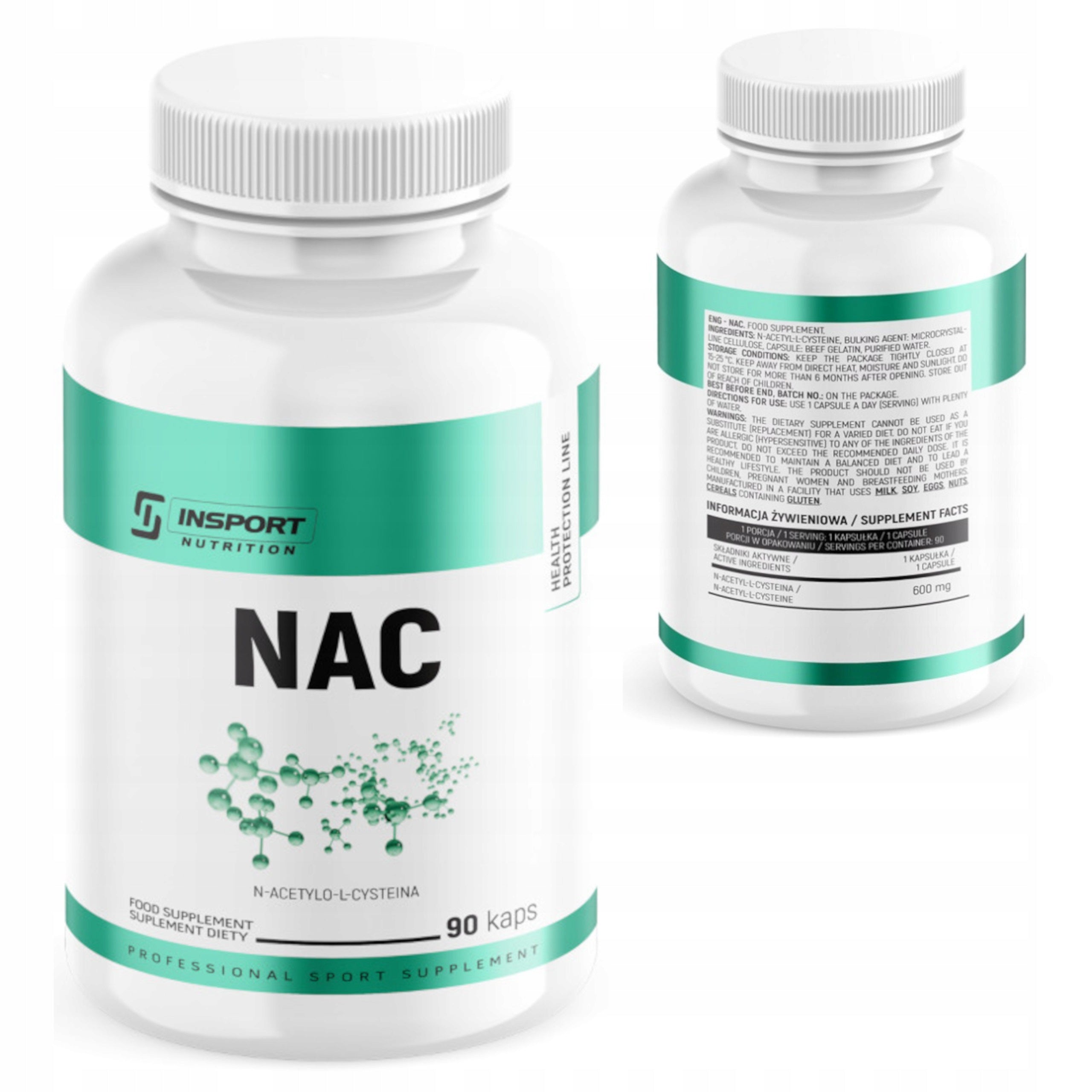 INSPORT NAC 600mg 90 kap N-ACETYL L-CYSTEINE LIVER DETOX GLUTATHIONE LIVER