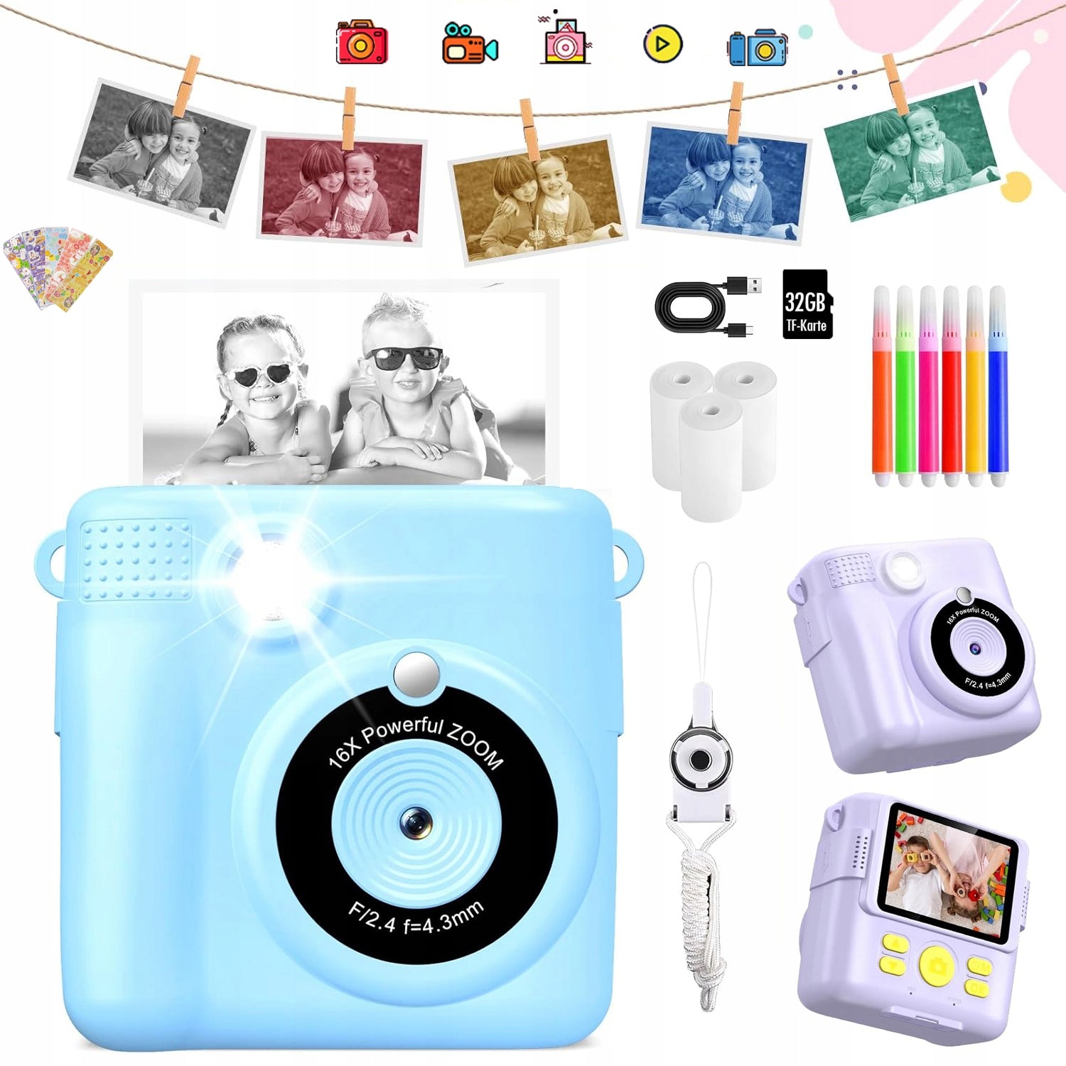 INSTANT BABY CAMERA, DIGITAL CAMERA WITH 32GB SD CARD, GIFT