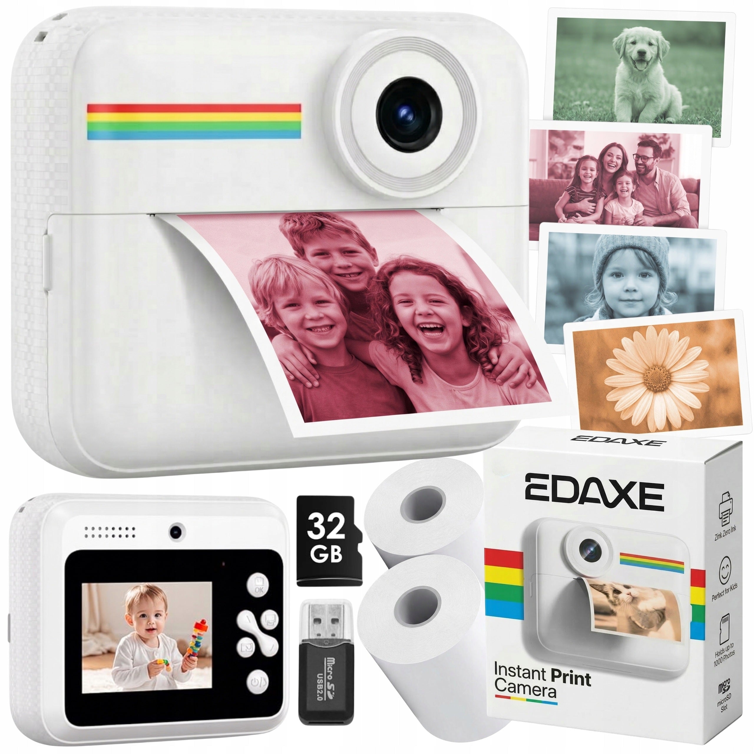 INSTANT CAMERA CamKid FOR KIDS PRINTER COLOR SELFIE GAMES CARTRIDGES