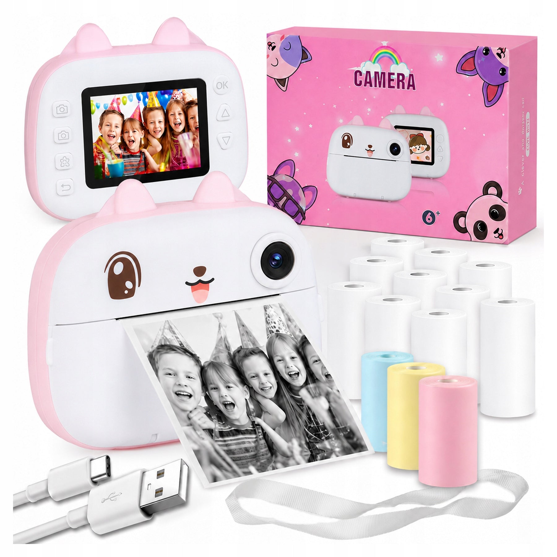 INSTANT CAMERA FOR CHILDREN 1080P MINI THERMAL PRINTER + 15 ROLLS Model 651458439
