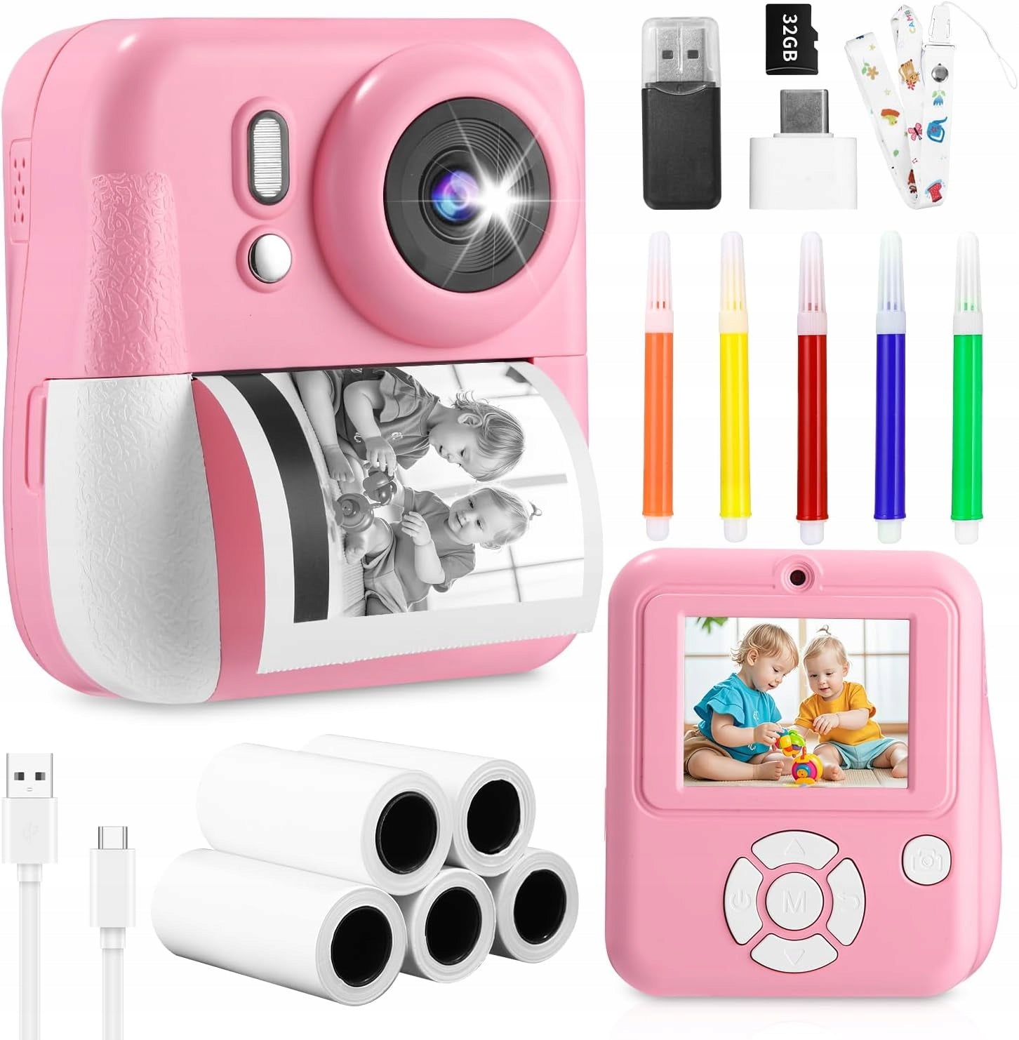 INSTANT CAMERA FOR CHILDREN COMPLETE SET PERFECT FOR GIFT PINK
