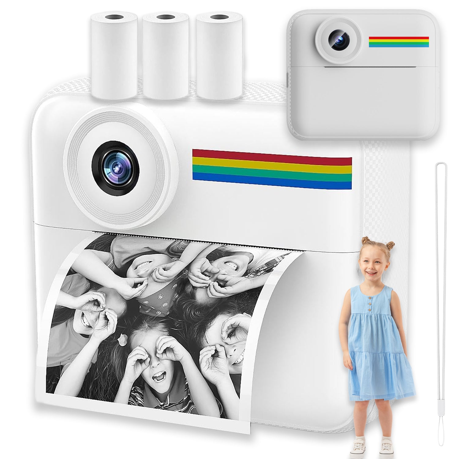 INSTANT CAMERA FOR CHILDREN DIGITAL INSTANT WITH PRINTER WHITE