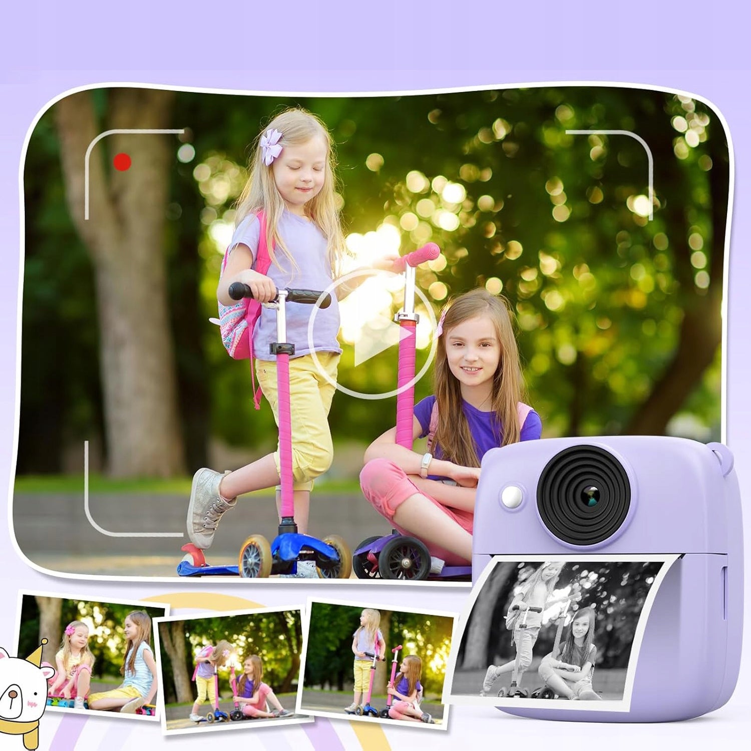 INSTANT CAMERA FOR CHILDREN INSTANT PRINTER 48MP 16X 32GB Model PLD-5-PURPLE-APARAT DLA DZIECI