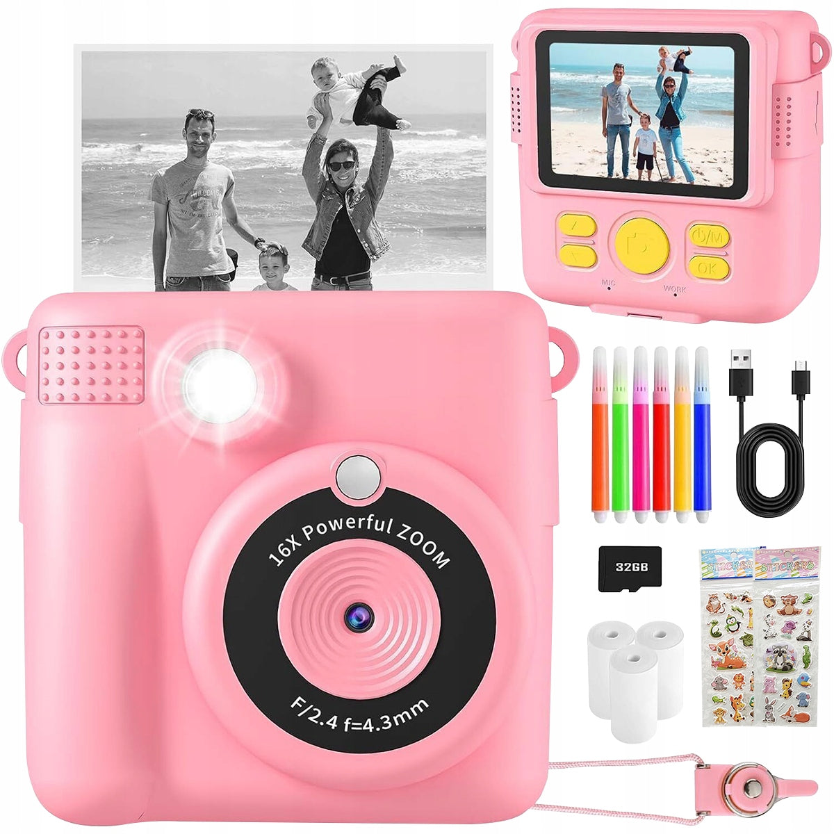 INSTANT CAMERA FOR CHILDREN MINI THERMAL PRINTER + 3 ROLLS