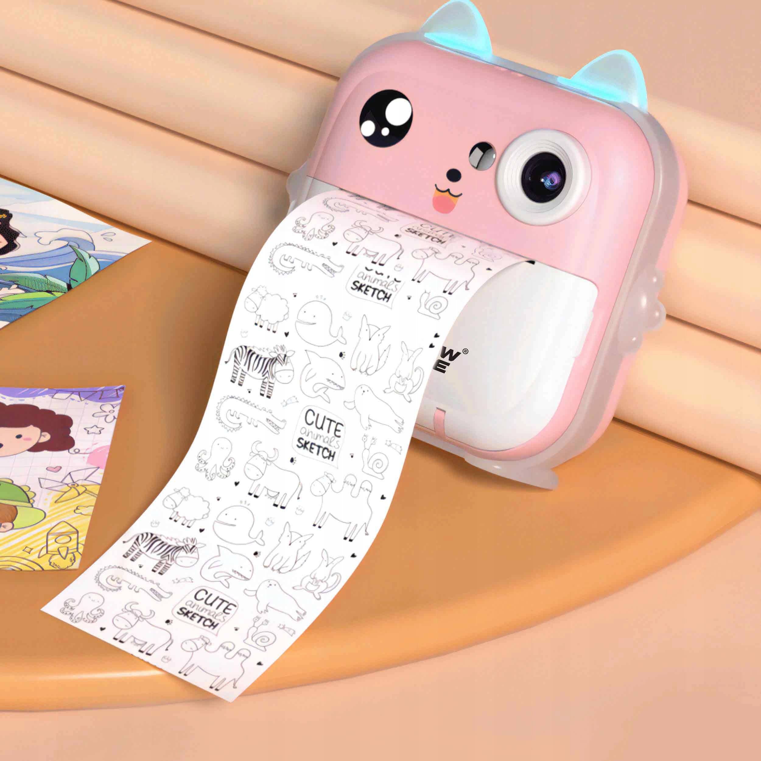 INSTANT CAMERA FOR CHILDREN MINI THERMAL PRINTER KITTY + 6 ROLLS Packaging status original