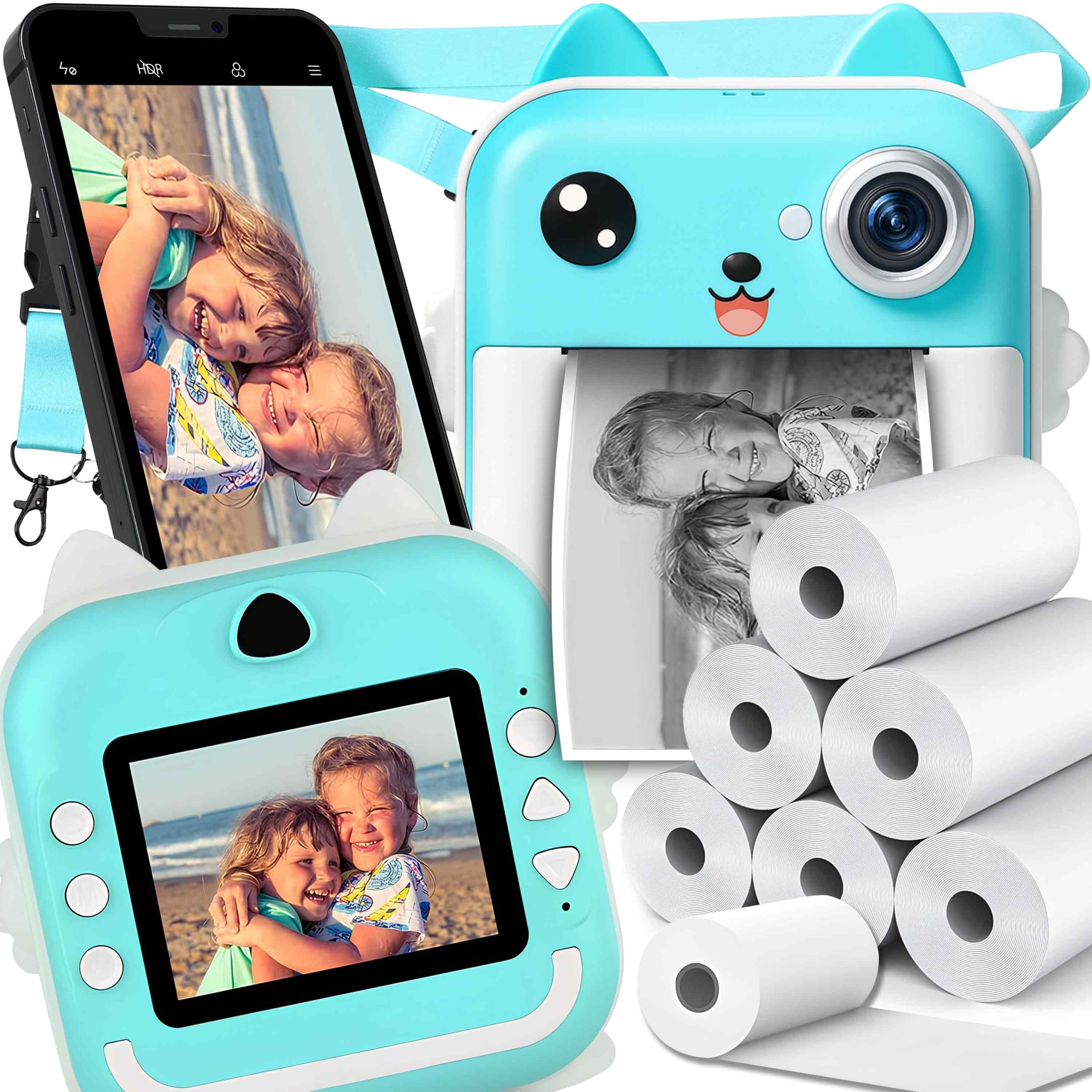 INSTANT CAMERA FOR CHILDREN MINI THERMAL PRINTER WITH GAMES + 6 ROLLS
