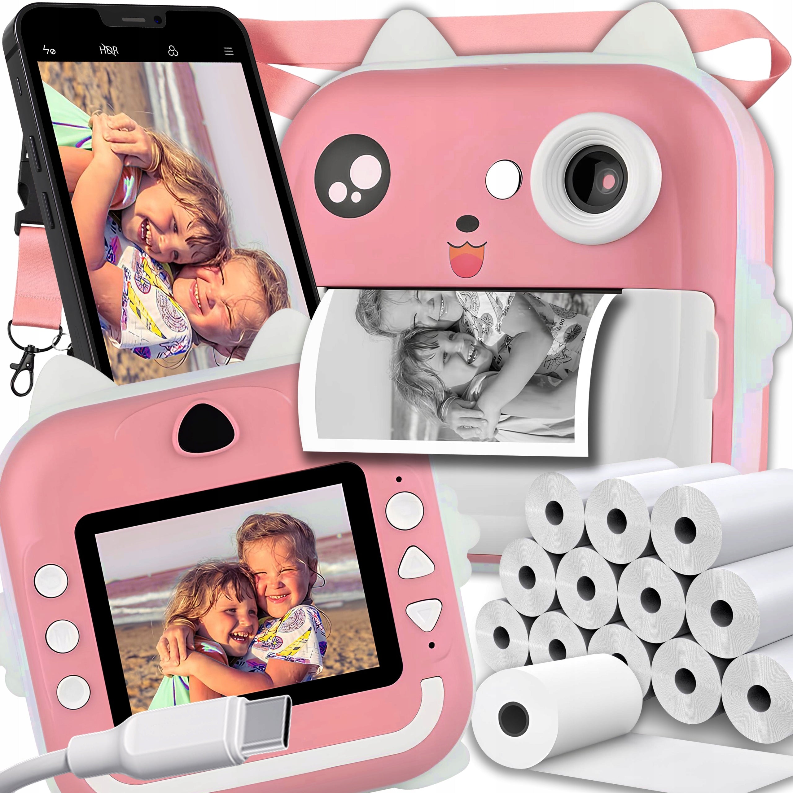 INSTANT CAMERA FOR CHILDREN MINI THERMAL ZOOM PRINTER + 23 ROLLS
