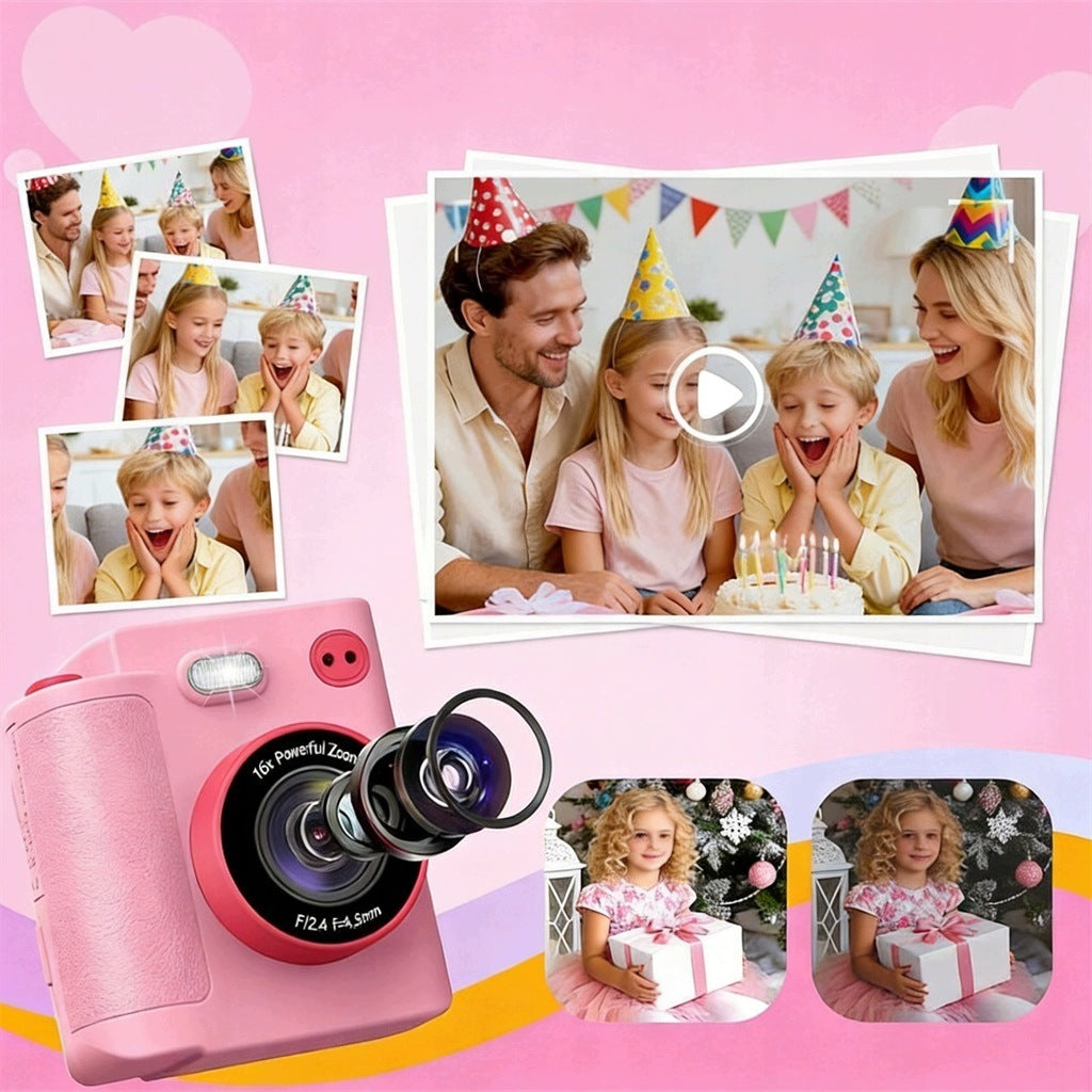 INSTANT CAMERA FOR CHILDREN PRINT MINI PRINTER + 3 ROLLS 16X 1080P Brand no brand