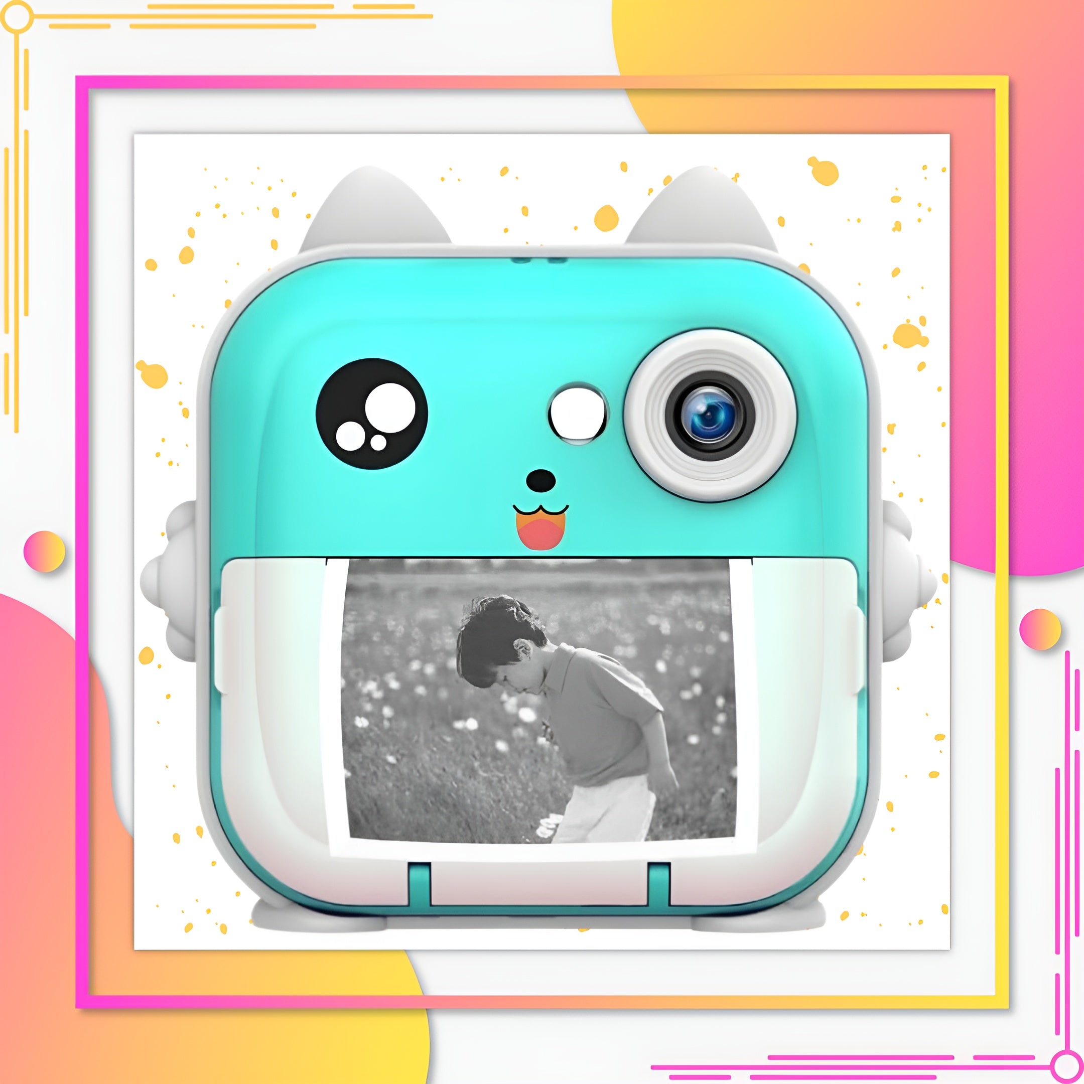 INSTANT CAMERA FOR CHILDREN PRINT PRINTER WITH 32GB CARD + 3 ROLLS Manufacturer code Mini drukarka aparat natychmiastowy drukuś