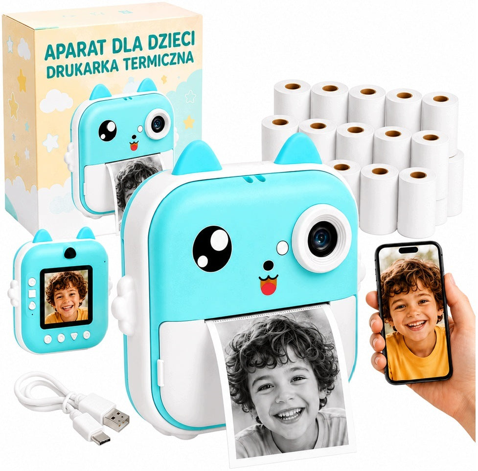 INSTANT CAMERA FOR CHILDREN PRINT THERMAL PRINTER + ROLLS 13PCS