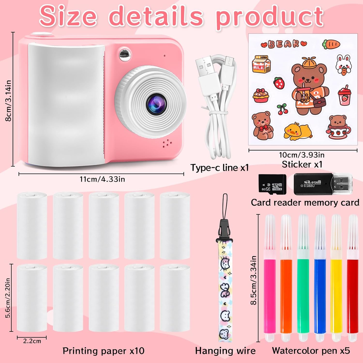 INSTANT CAMERA FOR CHILDREN PRINTING SD 32GB 10 ROLLS EAN (GTIN) 0099173698091