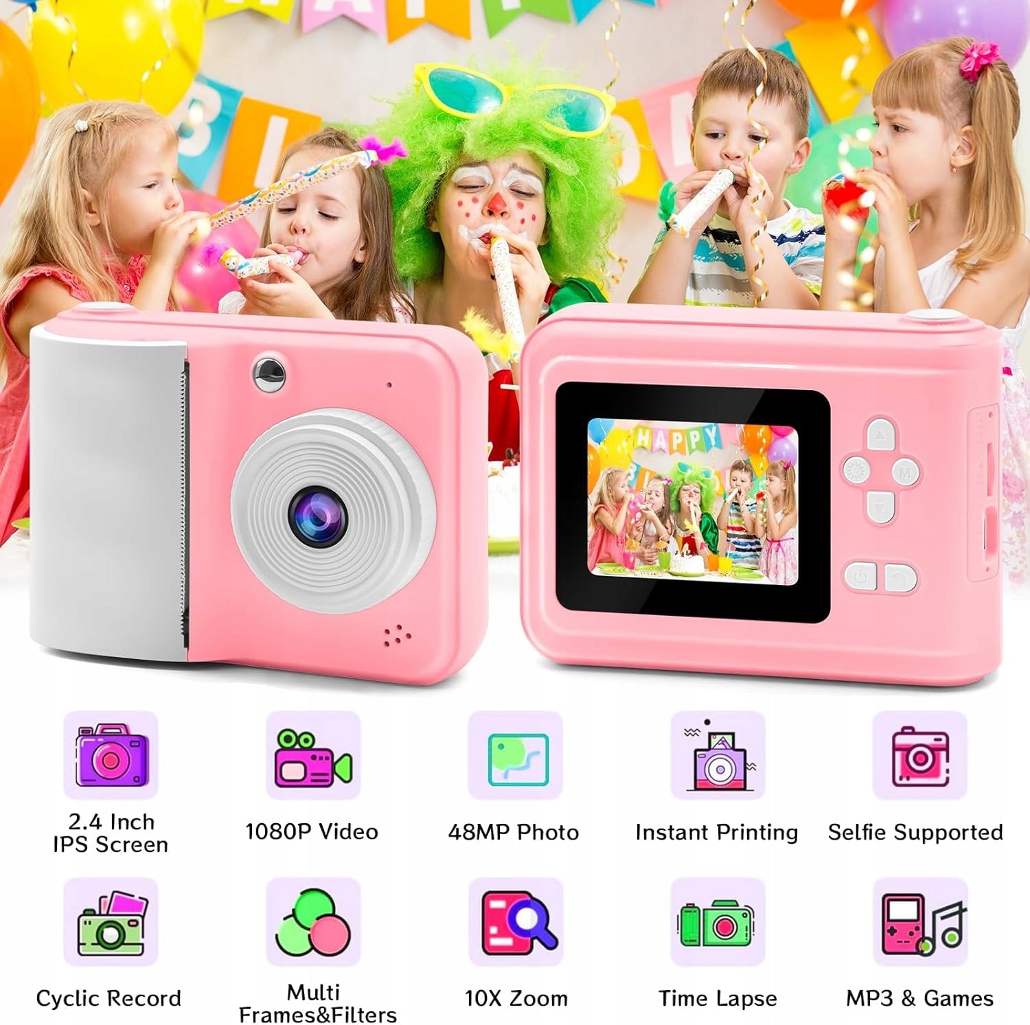 INSTANT CAMERA FOR CHILDREN PRINTING SD 32GB 10 ROLLS Manufacturer code APARAT FOTOGRAFICZNY BŁYSKAWICZNY DRUKOWANIE