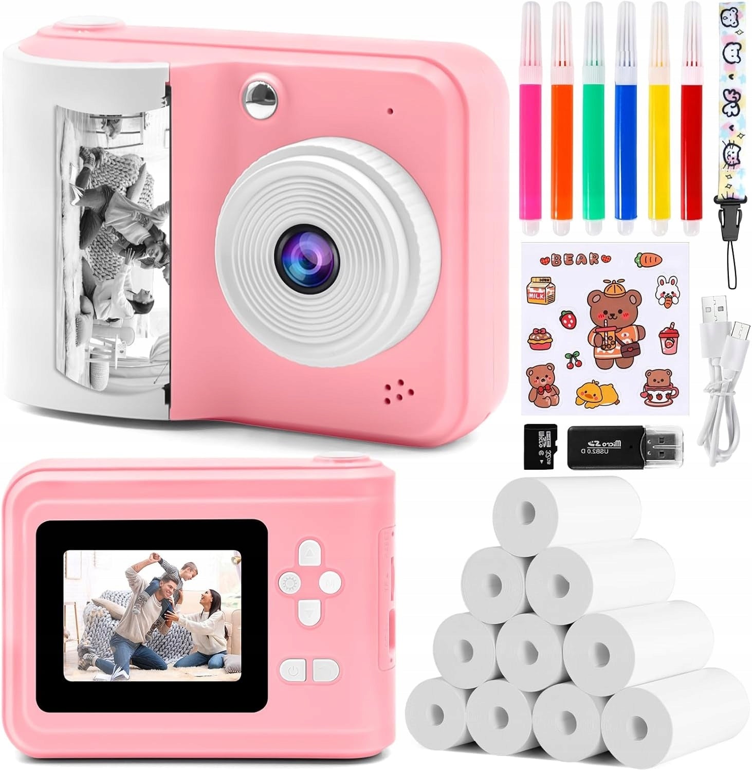 INSTANT CAMERA FOR CHILDREN PRINTING SD 32GB 10 ROLLS