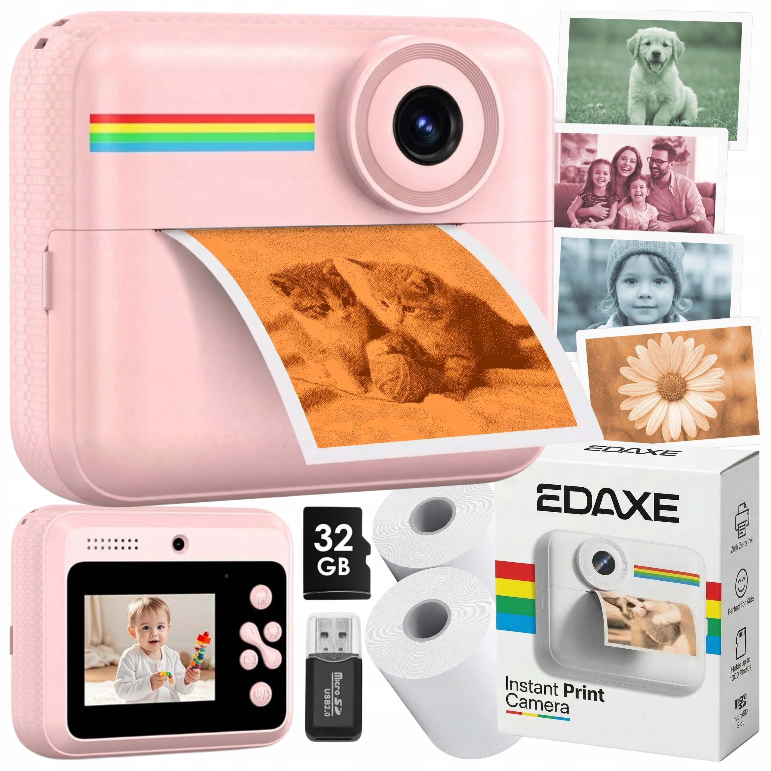 INSTANT CAMERA FOR CHILDREN SELFIE PRINTER COLOR WITH VIDEO RECORDING