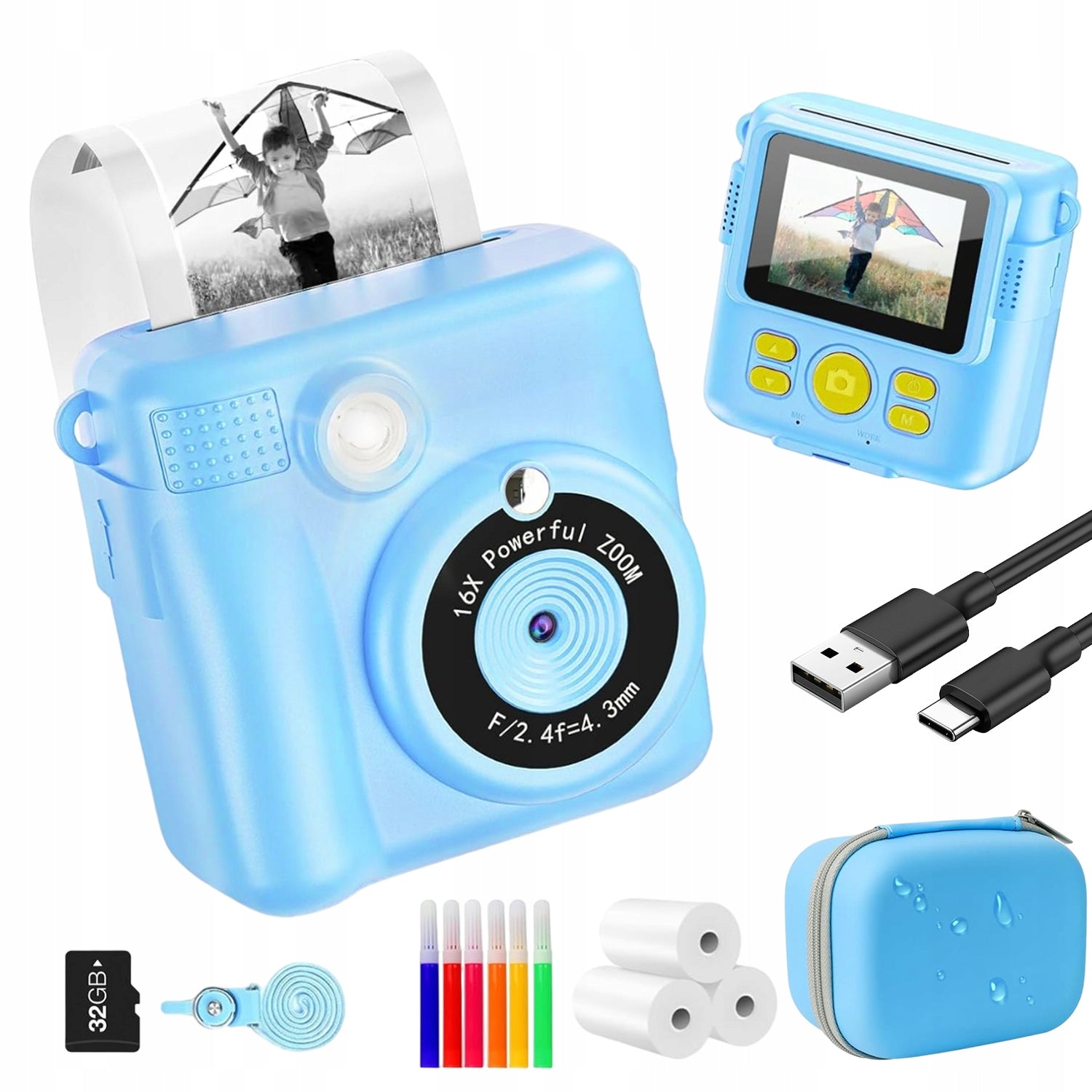 INSTANT CAMERA FOR CHILDREN THERMAL PRINTER + 3PCS PREMIUM CARTRIDGES