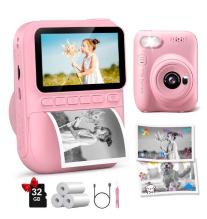 INSTANT CAMERA FOR CHILDREN WITH PRINTER + CARTRIDGES PINK Model purple