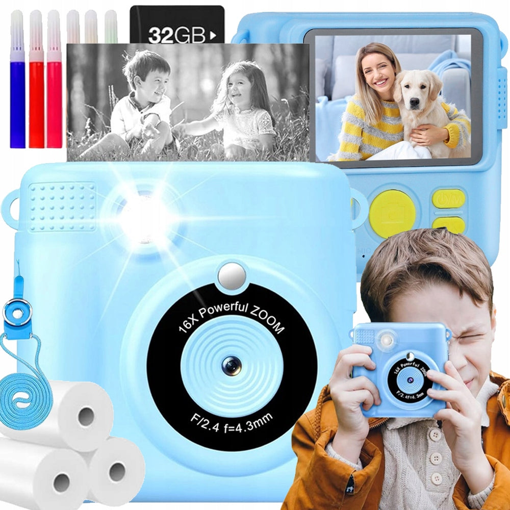 INSTANT CAMERA FOR CHILDREN WITH THERMAL PRINTER 32GB IPS SCREEN