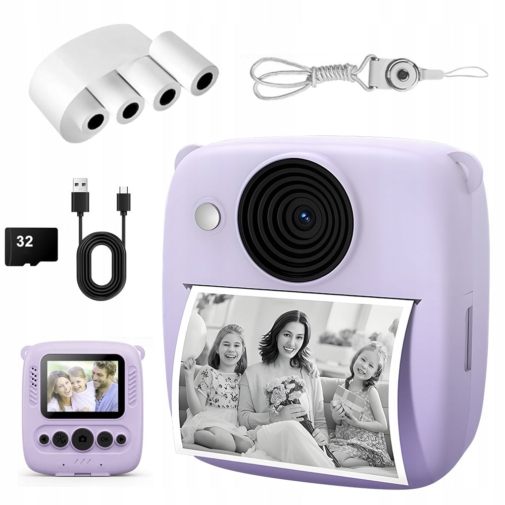 INSTANT CAMERA FOR CHILDREN WITH THERMAL PRINTING AND 32GB CARD