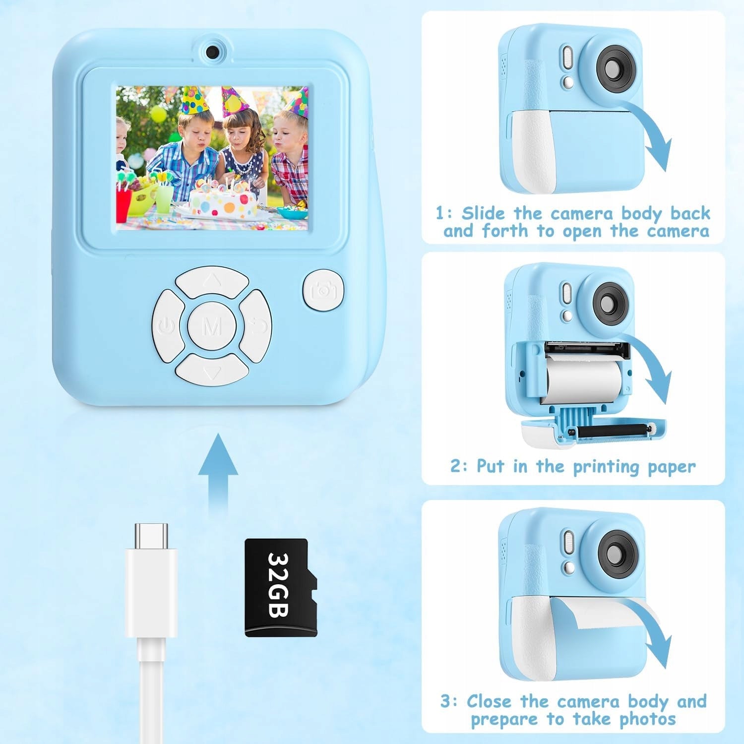INSTANT CAMERA MODERN IDEAL GIFT FOR CHILDREN 1080P 32GB EAN (GTIN) 0099163959058