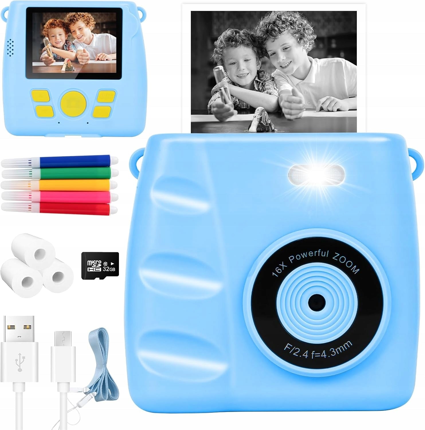 INSTANT CAMERA WITH 32GB TF CARD AND PRINTING PAPER Packaging status original