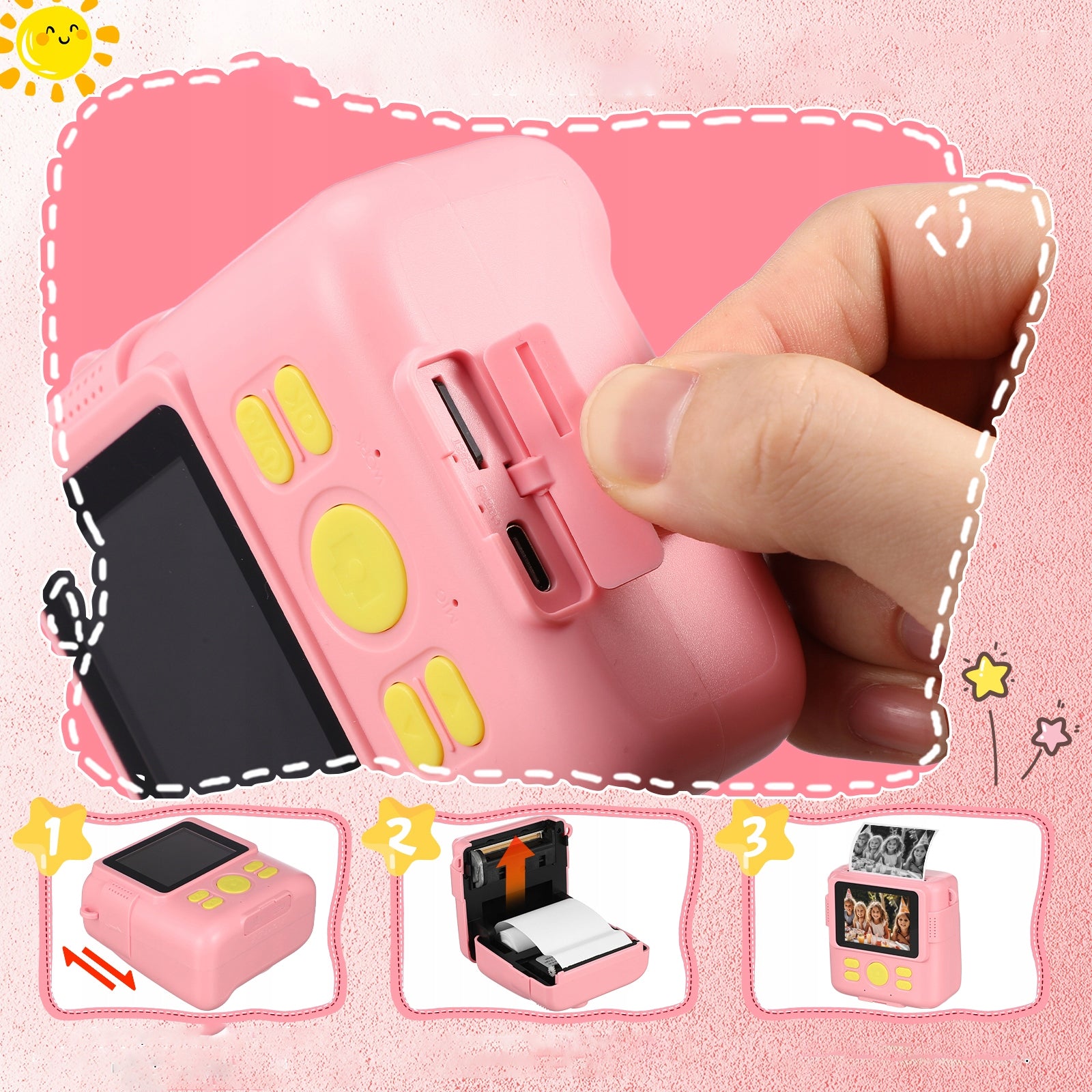 INSTANT DIGITAL CAMERA CHILDREN PRINTER CARD +14ROLLERS Children's Day Gift Packaging status original