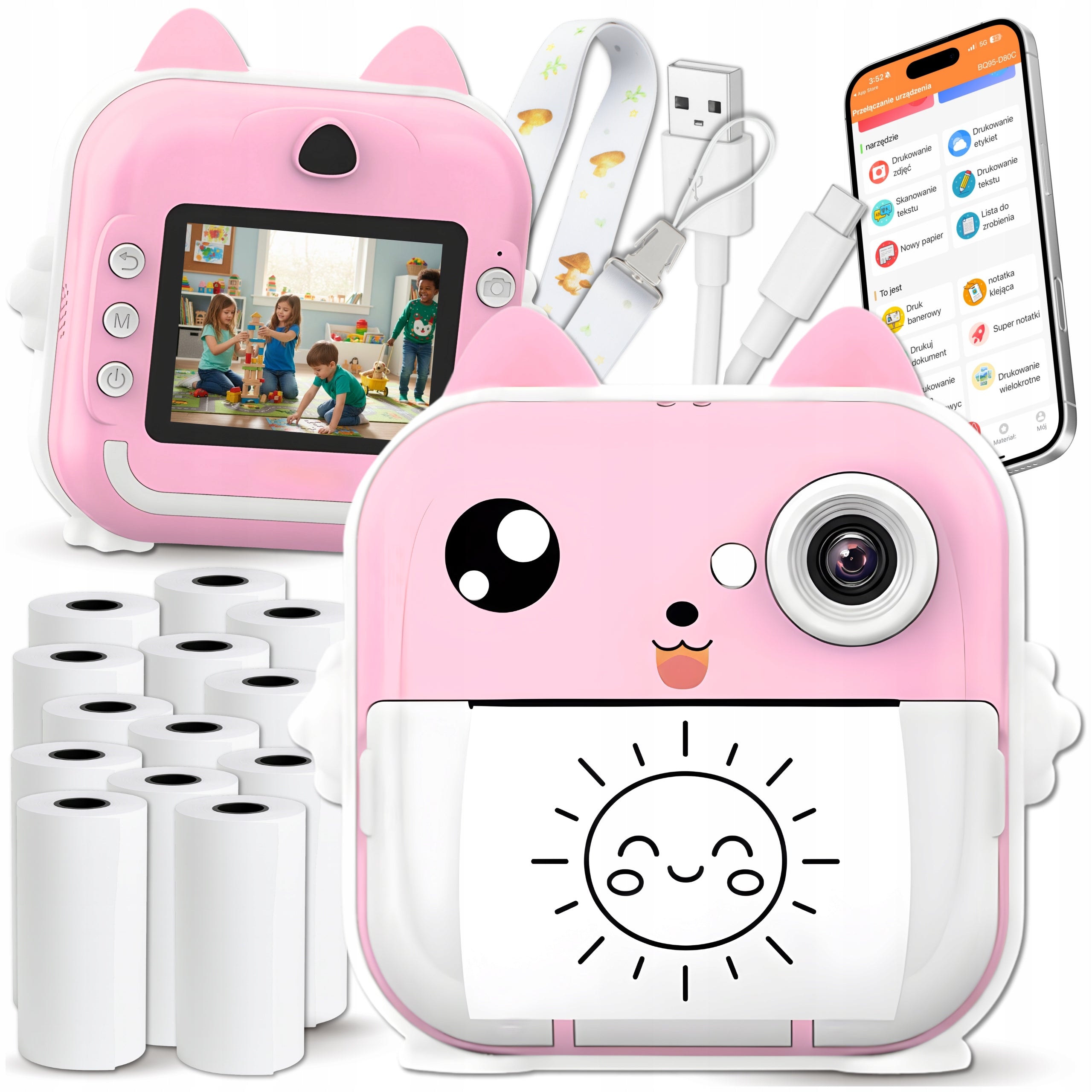 INSTANT DIGITAL CAMERA FOR CHILDREN PRINT MINI PRINTER + 13 ROLLS