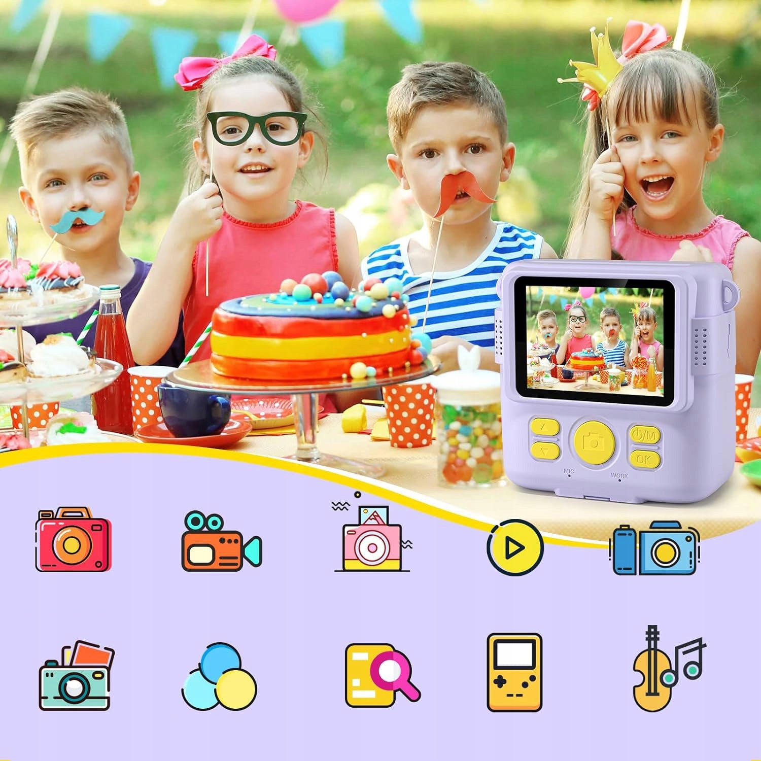 INSTANT DIGITAL CAMERA FOR CHILDREN WITH 32GB CARD + 3 ROLLS Packaging status original