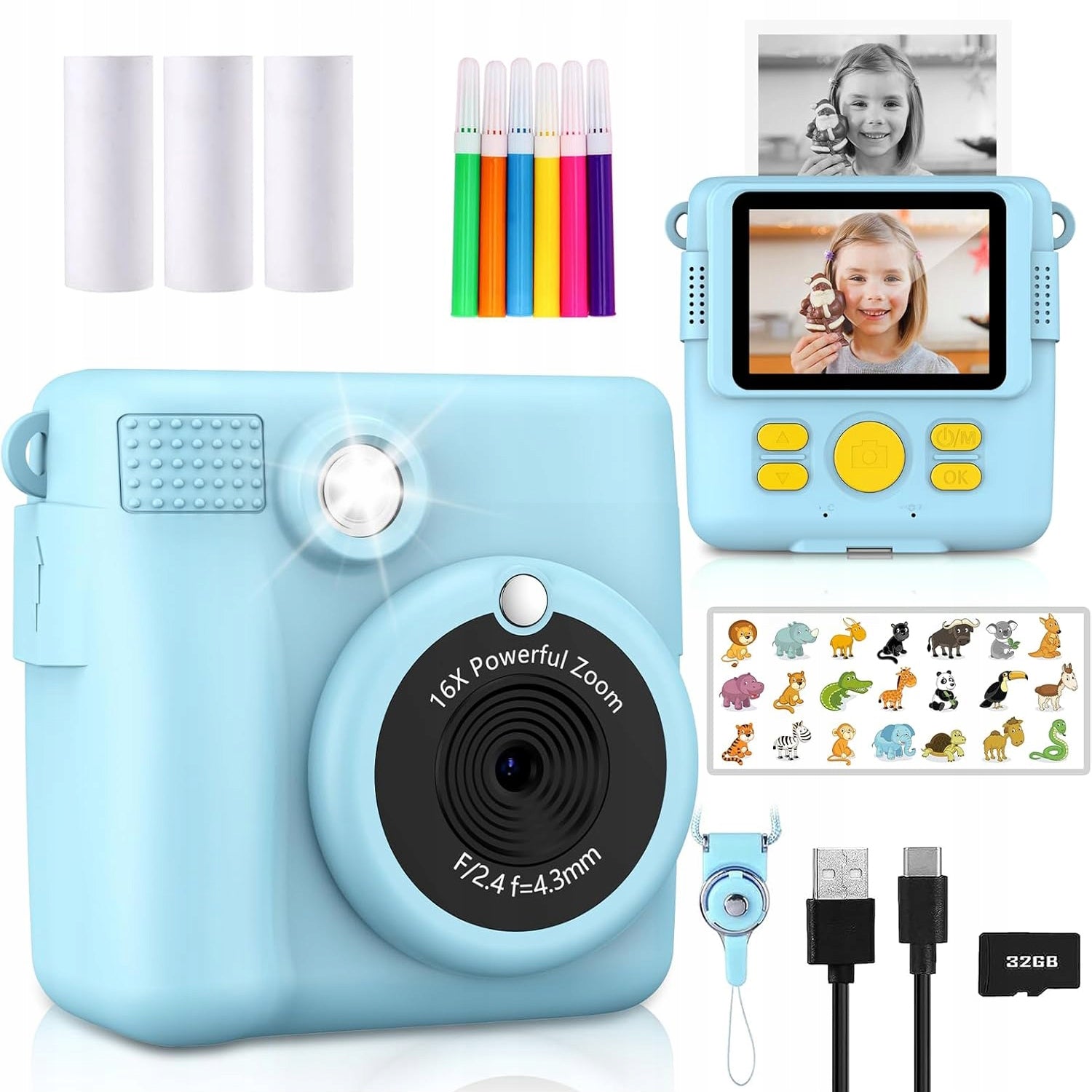 INSTANT DIGITAL CAMERA PRINTER FOR KIDS + CARTRIDGES