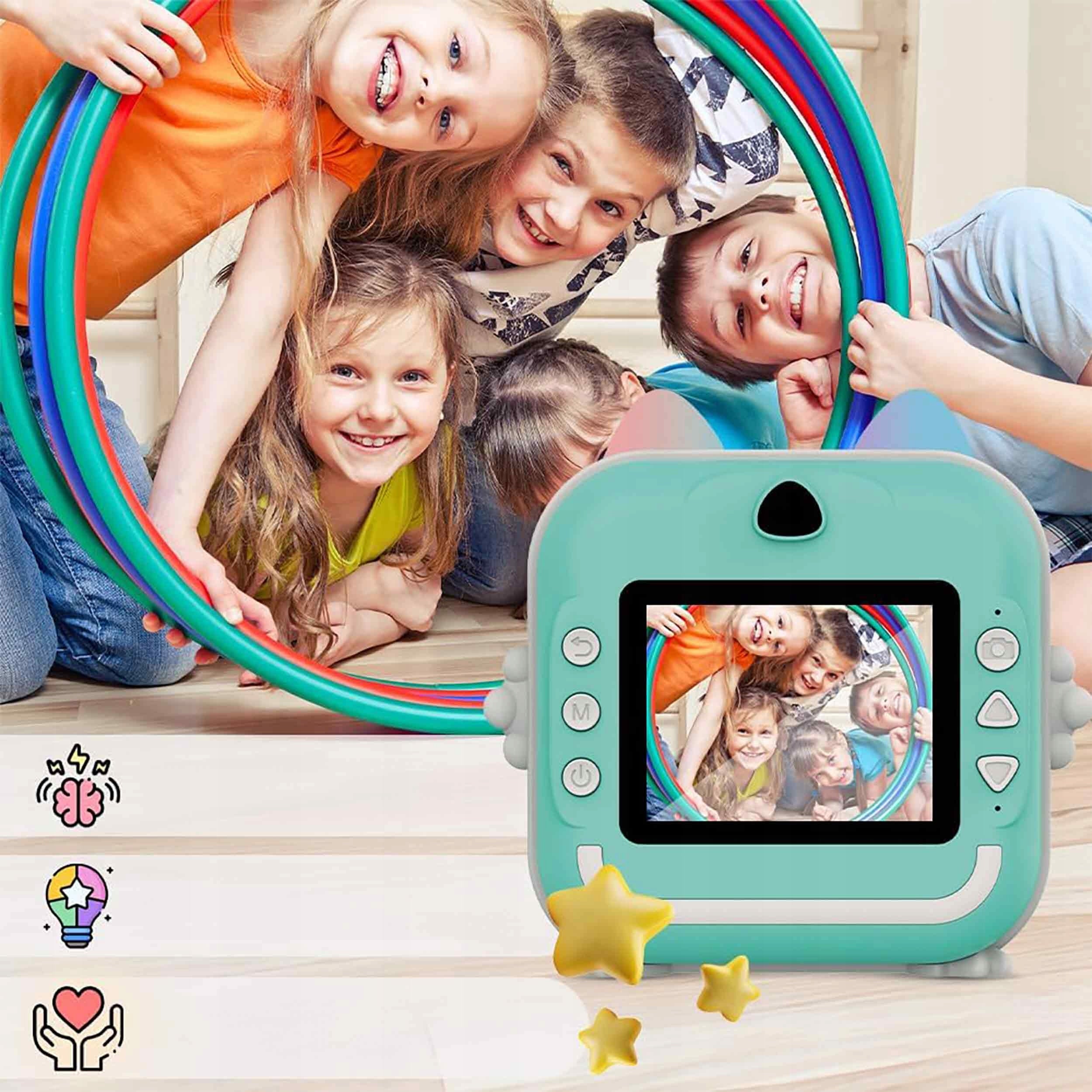 INSTANT DIGITAL CAMERA WITH PRINTER FOR CHILDREN GAMES BLUE + 3 ROLLS Manufacturer code DLA DZIECI MINI APARAT Z DRUKARĄ TERMICZNĄ 2