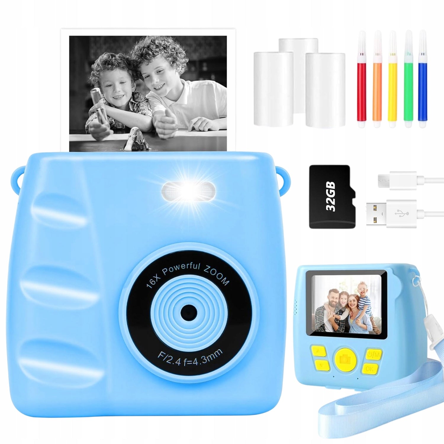 INSTANT DIGITAL CAMERA WITH THERMAL PRINTER HD CAMERA KIDS 1000MAH