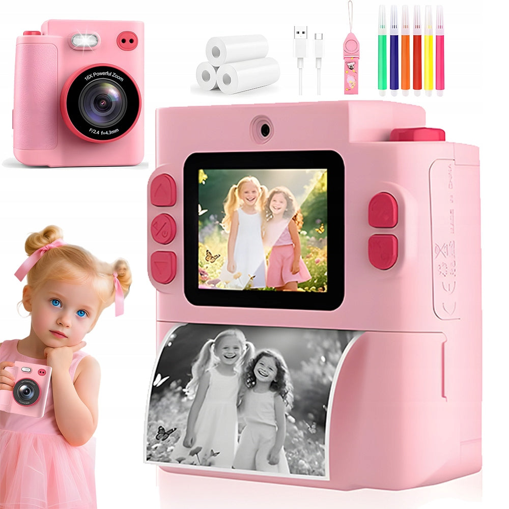 INSTANT PRINT CAMERA FOR CHILDREN 1080P 32GB PINK