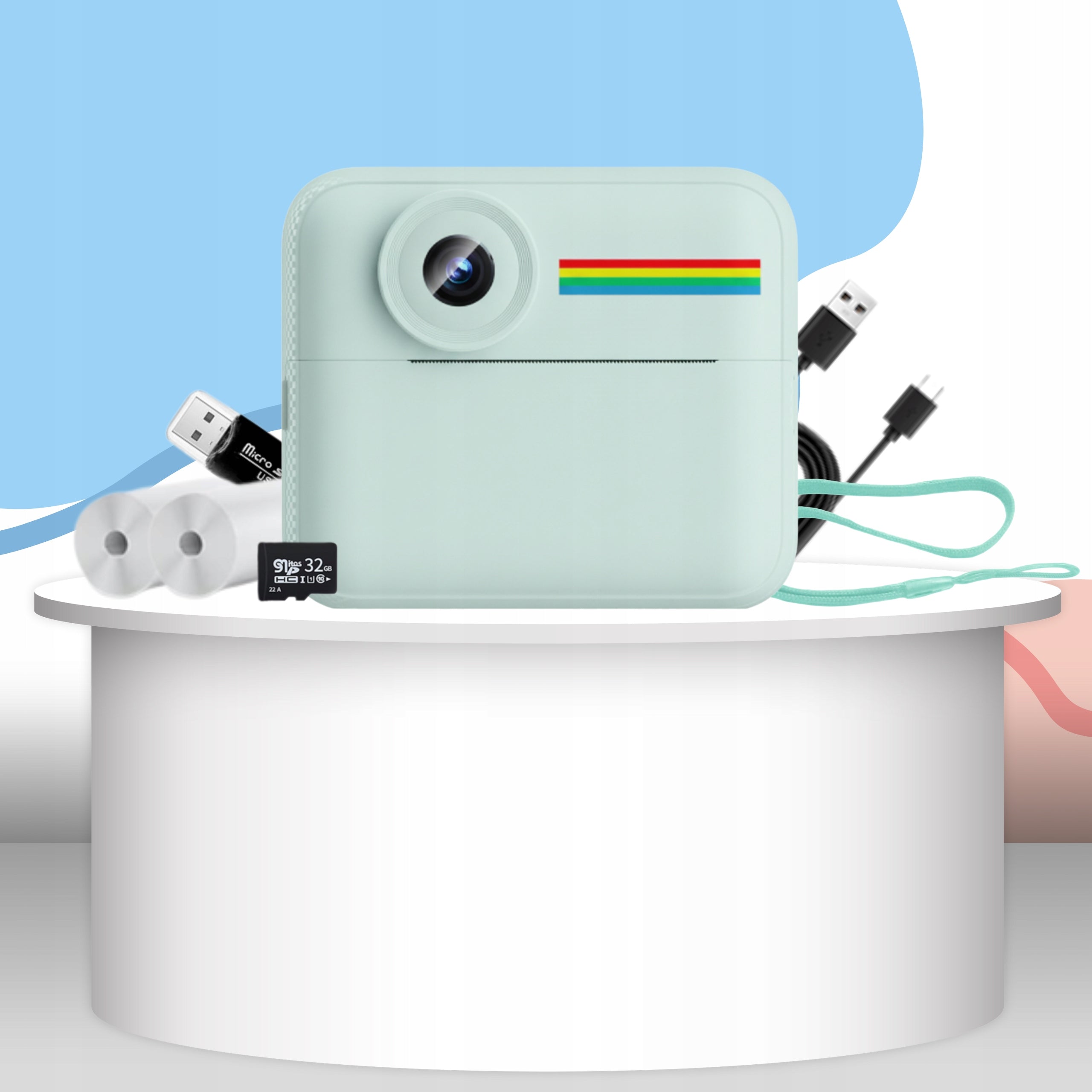 INSTANT camera for children photos color selfie menu PL game Print Manufacturer code Aparat Natychmiastowy zdjęcia jeden kolor