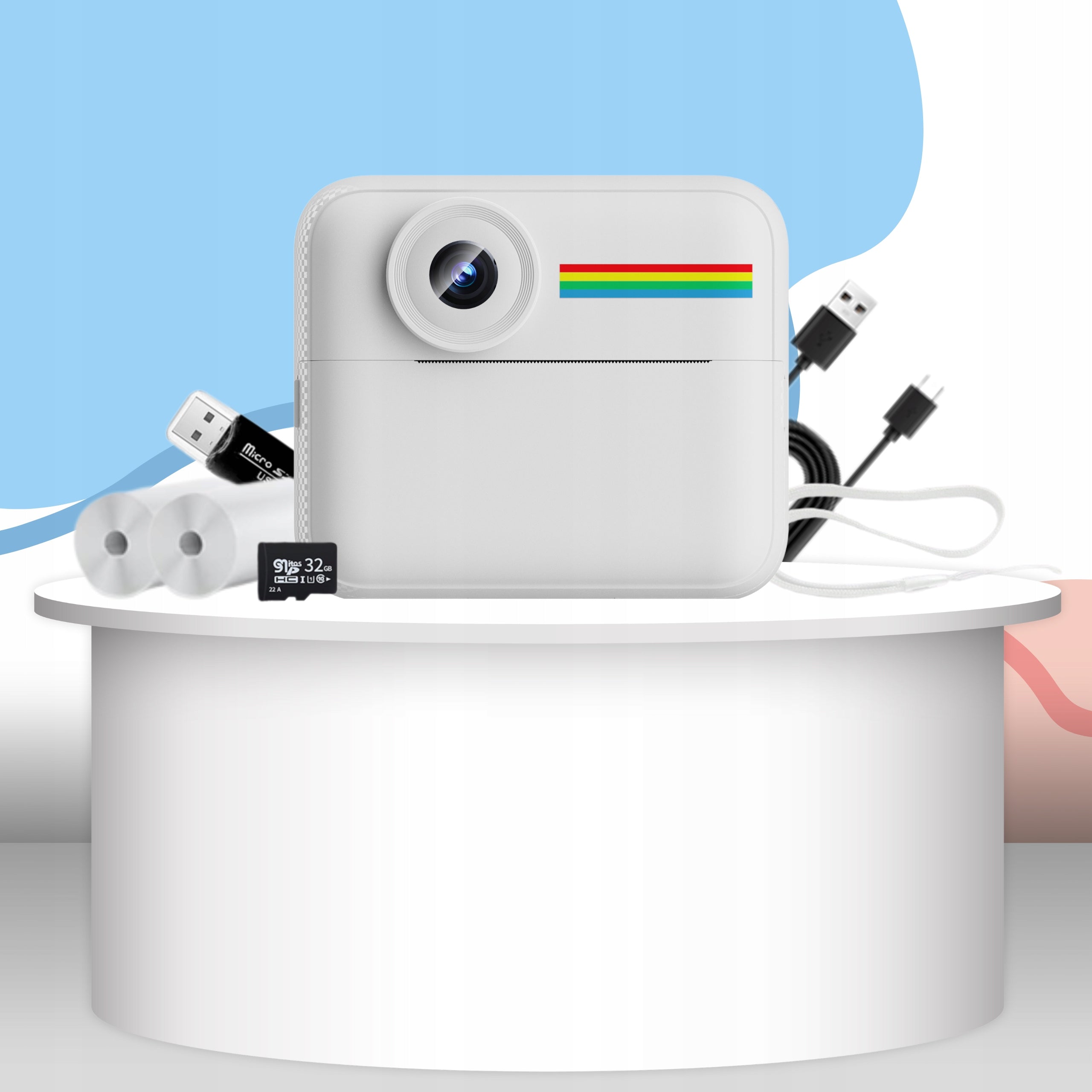 INSTANT camera for children photos color selfie menu PL game Print Manufacturer code Aparat Natychmiastowy zdjęcia jeden kolor