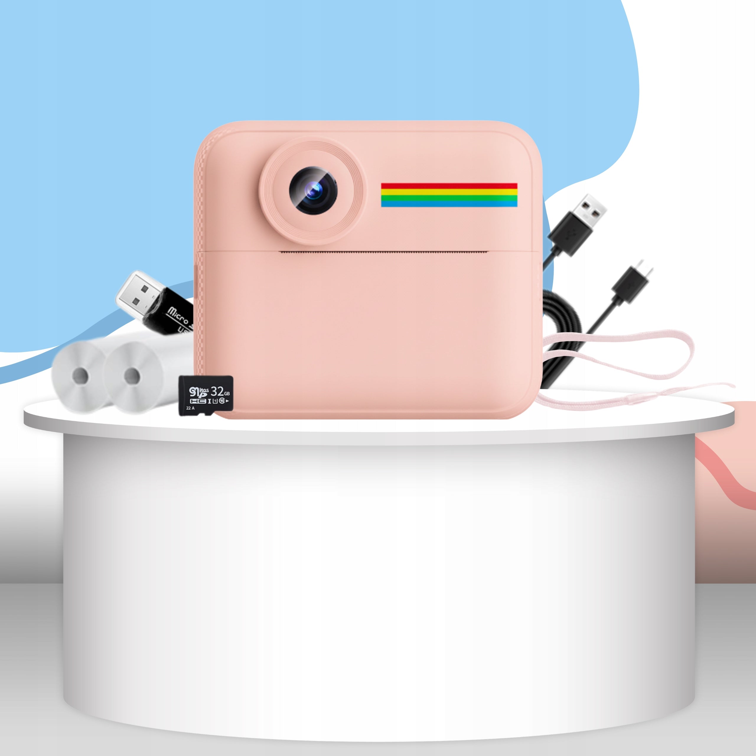 INSTANT camera for children photos color selfie menu PL game Print Manufacturer code Aparat Natychmiastowy zdjęcia jeden kolor