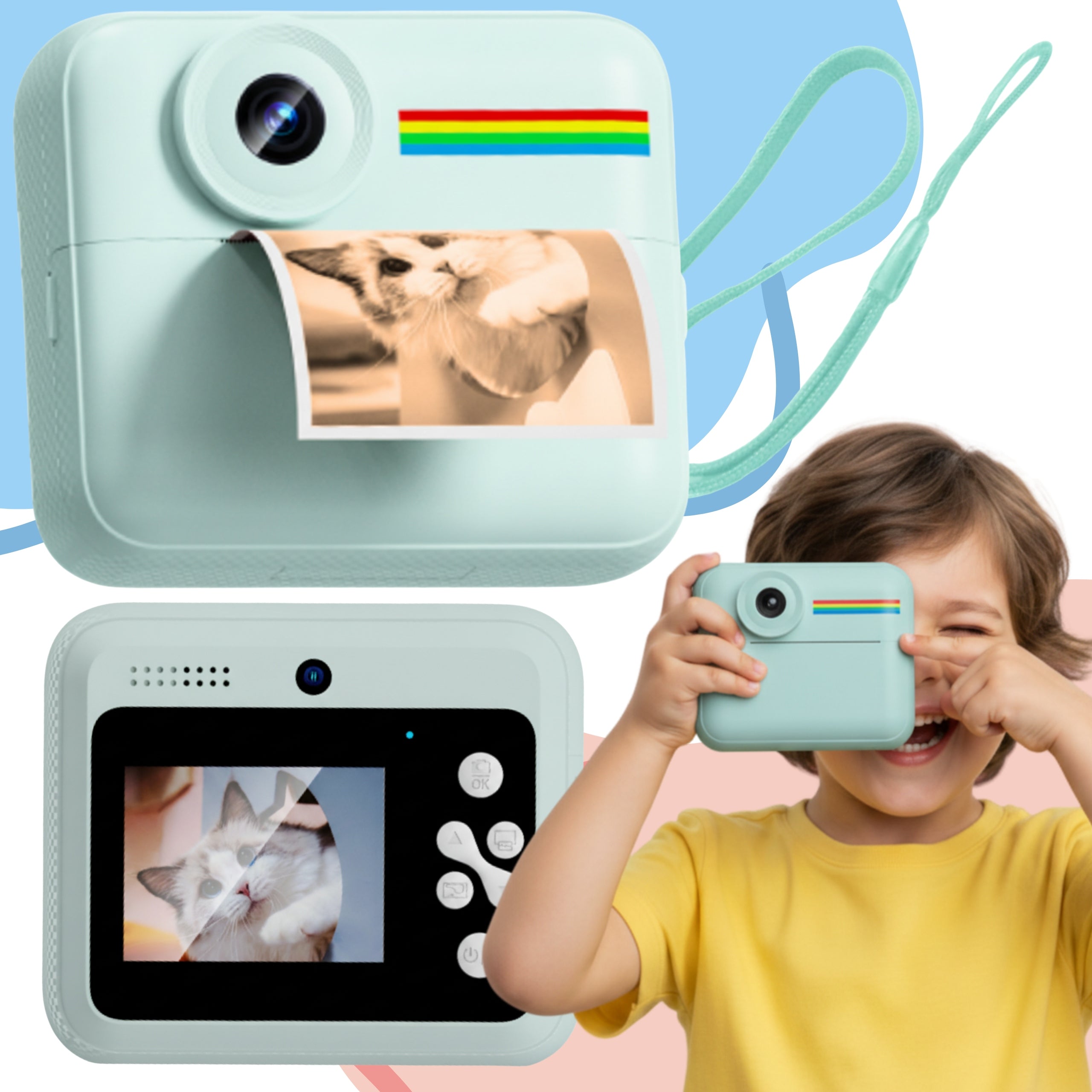 INSTANT camera for children photos color selfie menu PL game Print Packaging status original