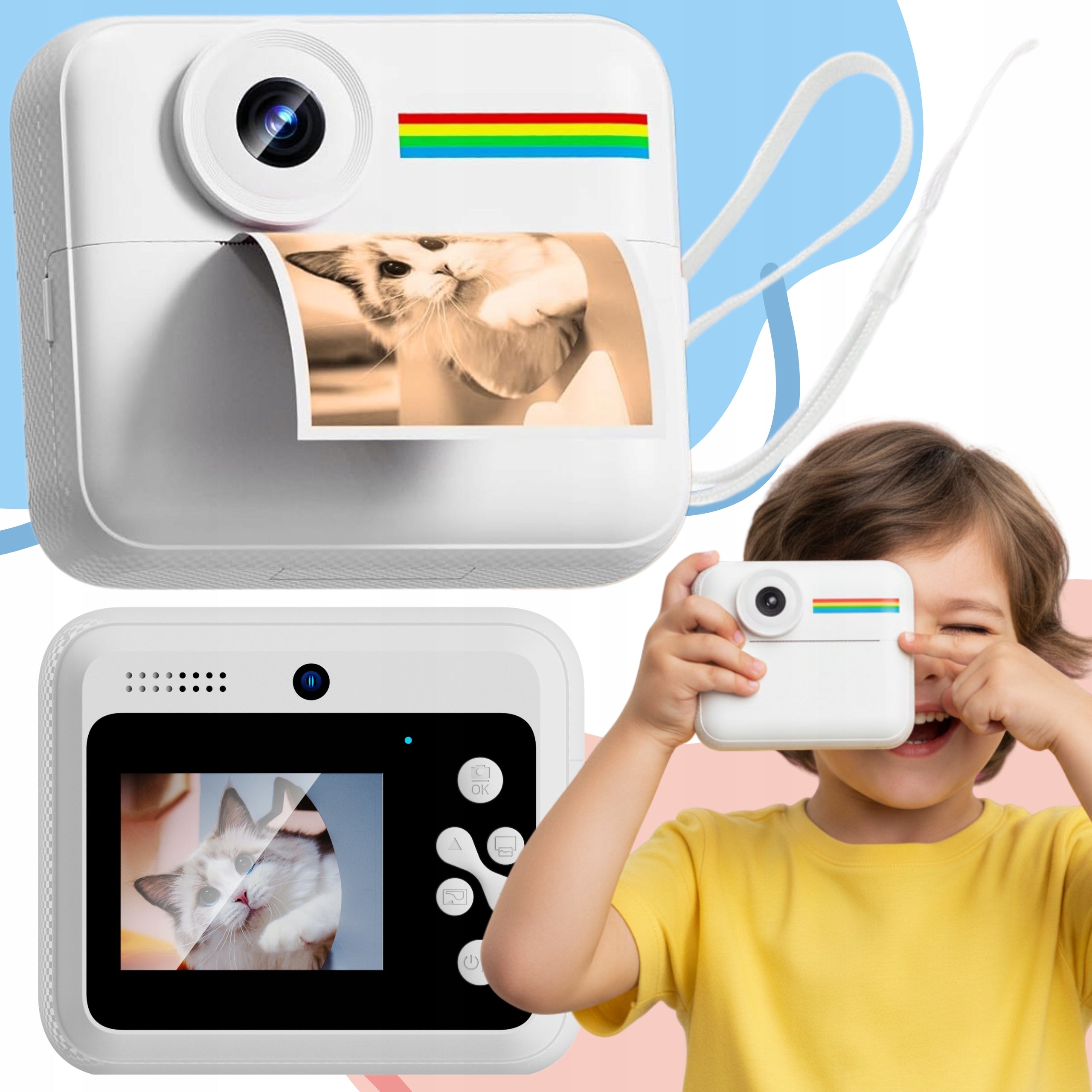 INSTANT camera for children photos color selfie menu PL game Print Packaging status original