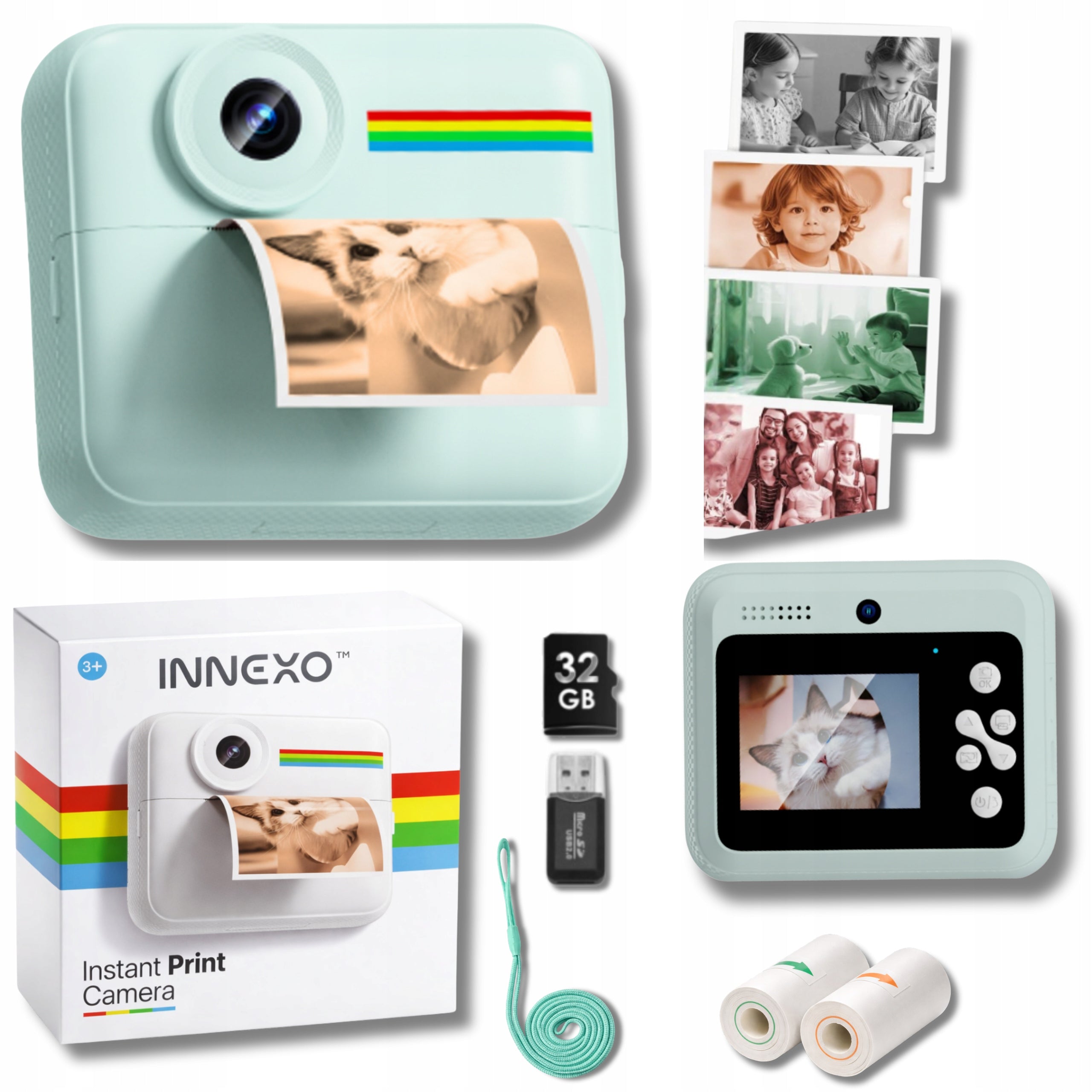 INSTANT camera for children photos color selfie menu PL game Print