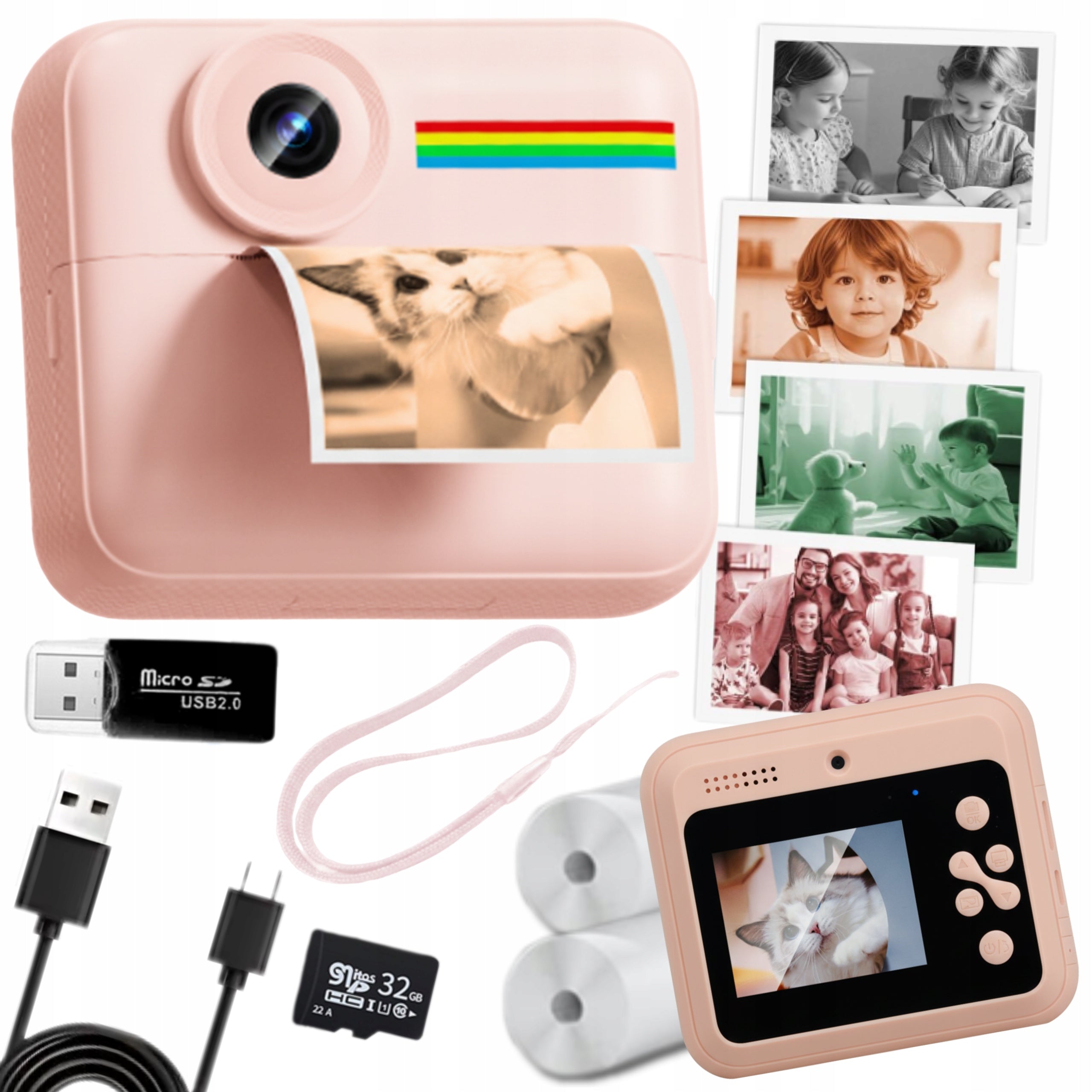 INSTANT camera for children photos color selfie menu PL game Print