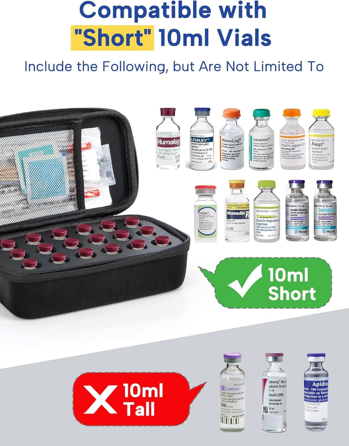 INSULIN AMPOULE CASE 18 PIECES RIGID EVA SHOCKPROOF Medical device no