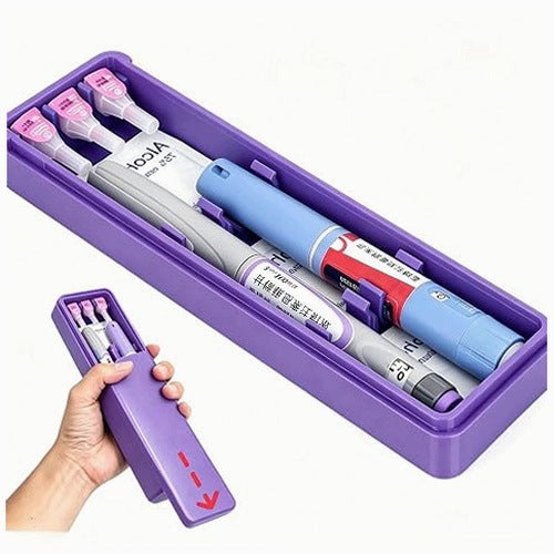 INSULIN CASE PEN MEDICAL CONTAINER PURPLE FOR DIABETICS