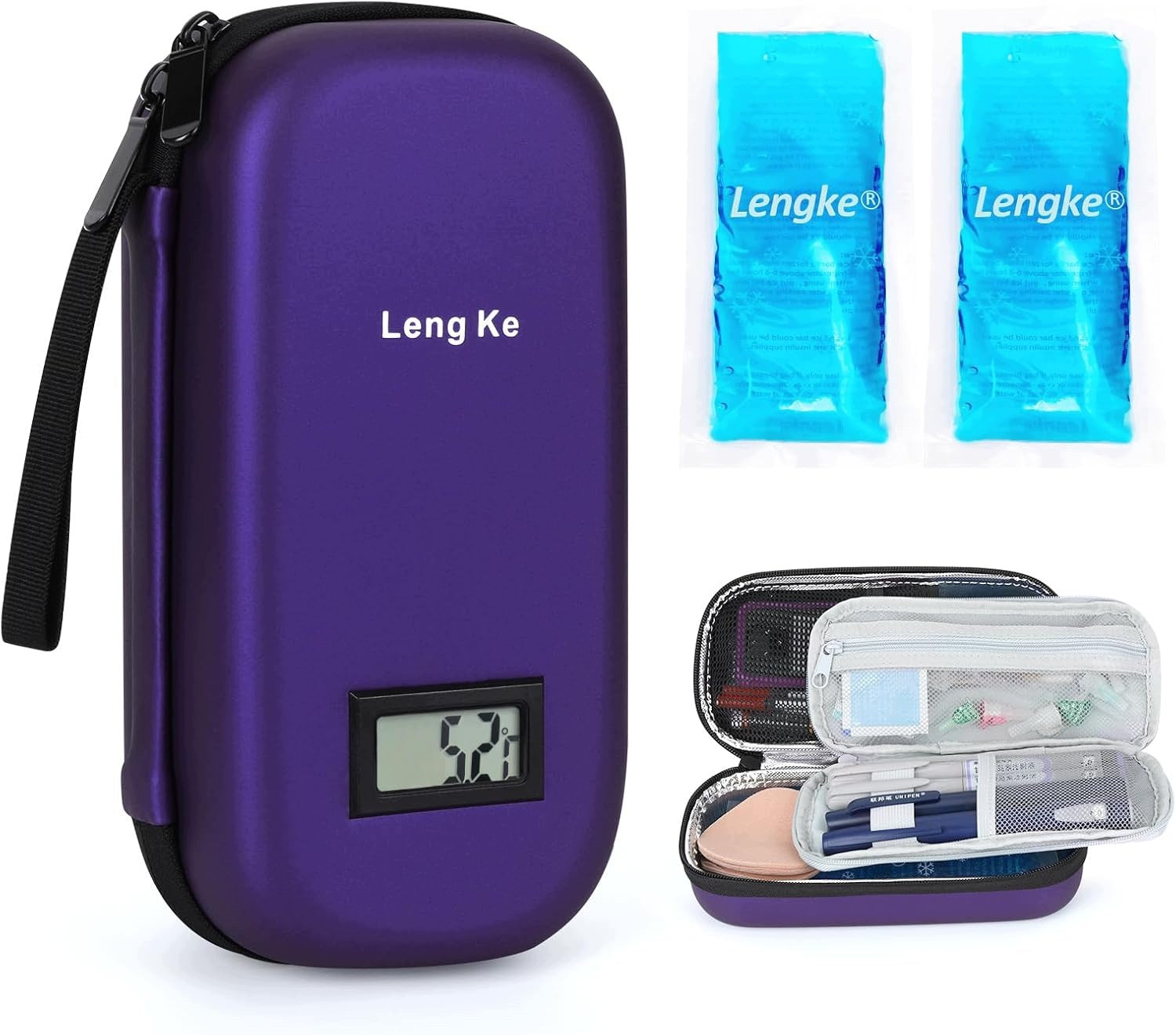 INSULIN COOLING BAG EVA PURPLE WITH ICE BAGS