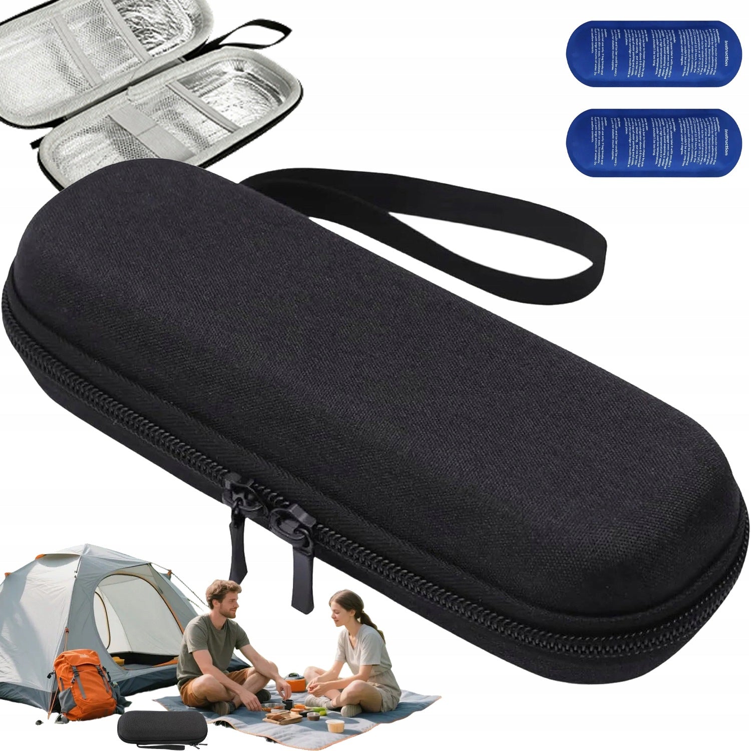 INSULIN COOLING BAG SET + 2 COOLING PADS FOR USE