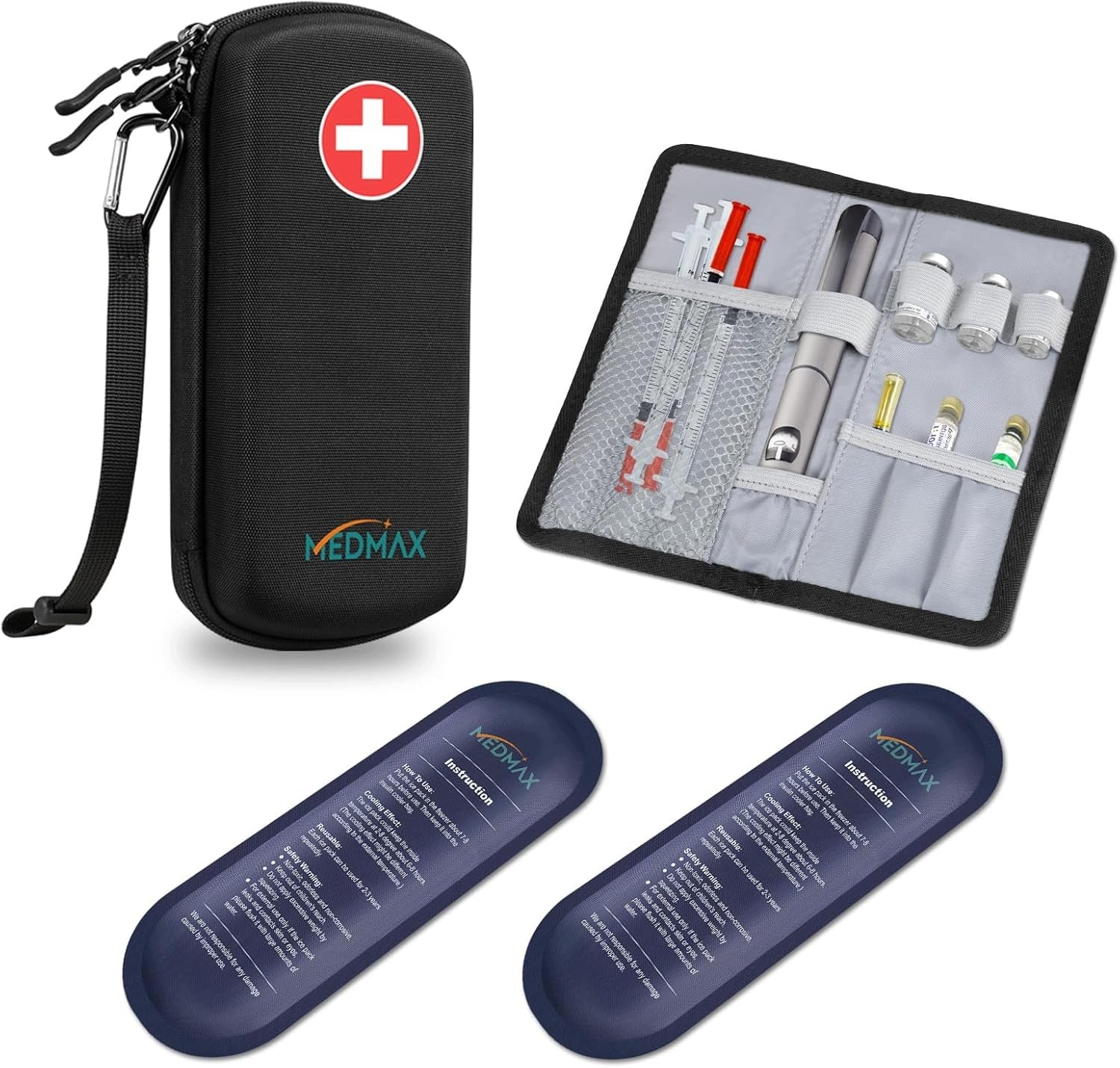 INSULIN COOLING BAG WITH 2 COOLING CARTRIDGES WATERPROOF