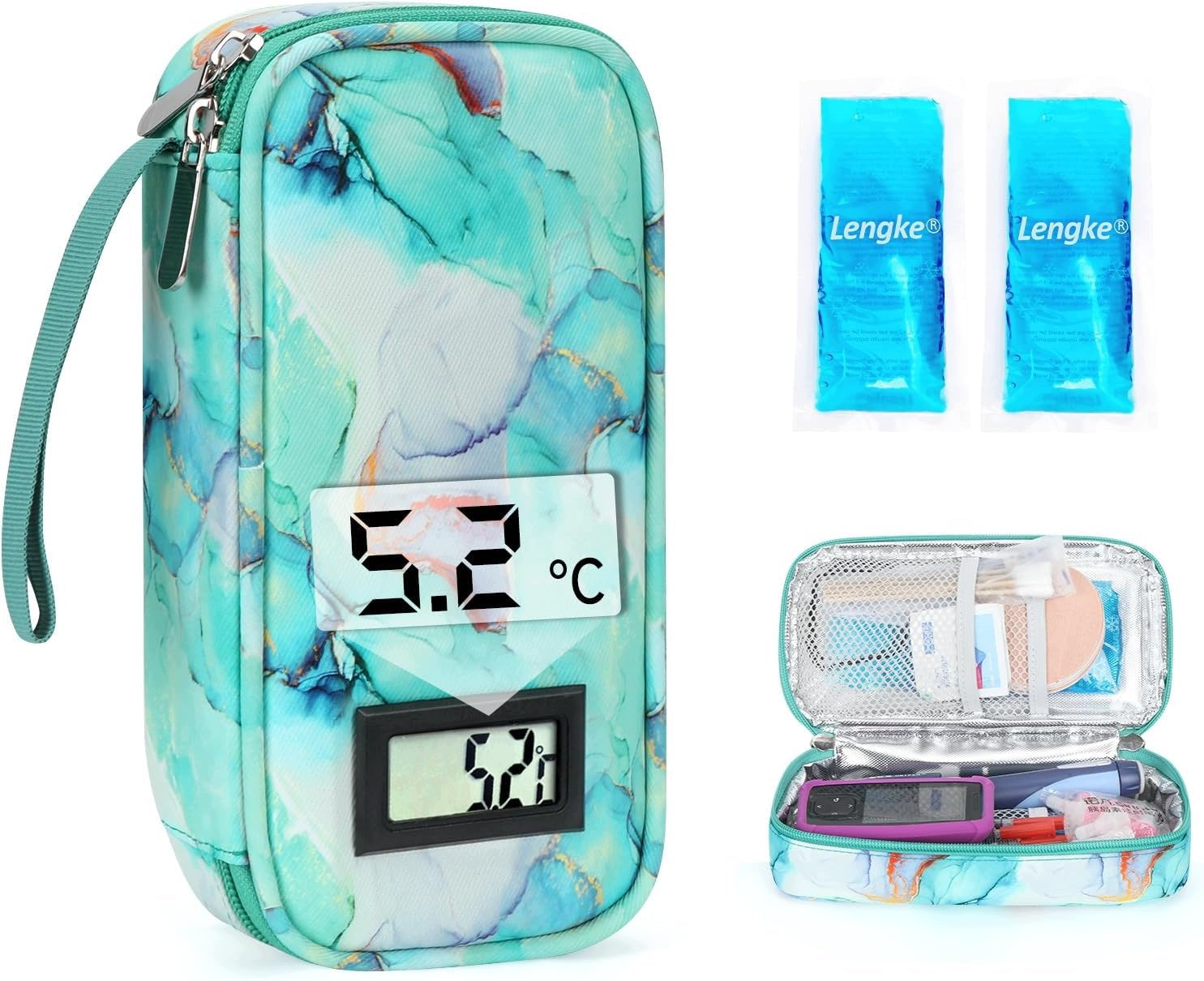 INSULIN COOLING BAG WITH 2 THERMOCOUPLES TSA MARBLE