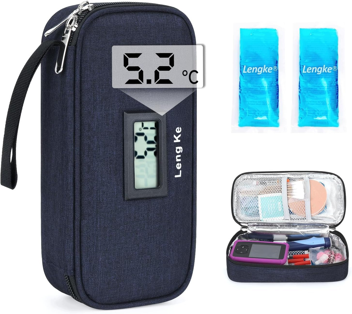 INSULIN COOLING BAG WITH TSA TEMPERATURE DISPLAY