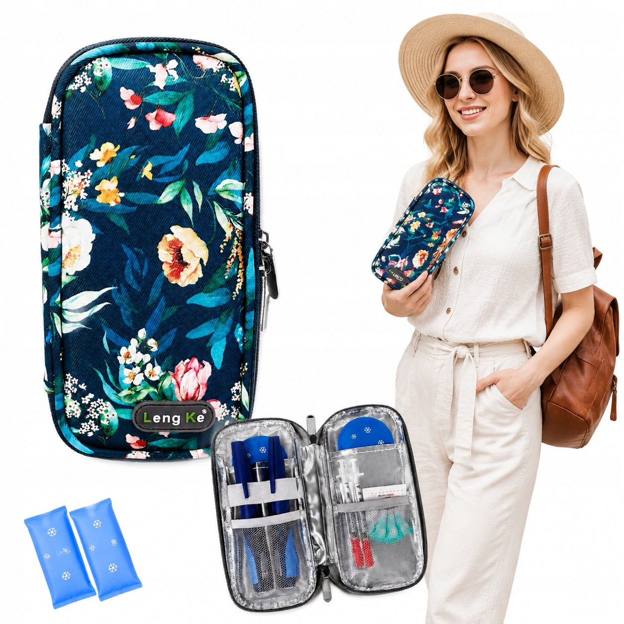 INSULIN COOLING THERMAL BAG INSULATED COVER + 2 ICE PACK