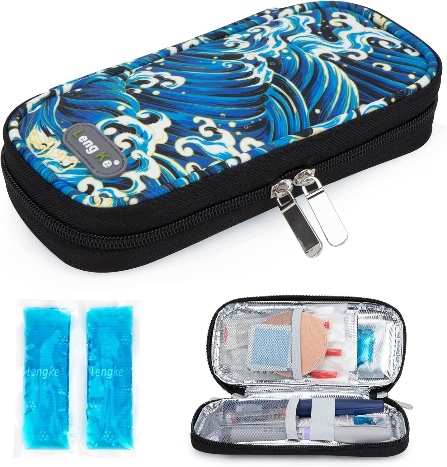 INSULIN HEAT-INSULATING TRAVEL BAG WITH 2 ICE BAGS