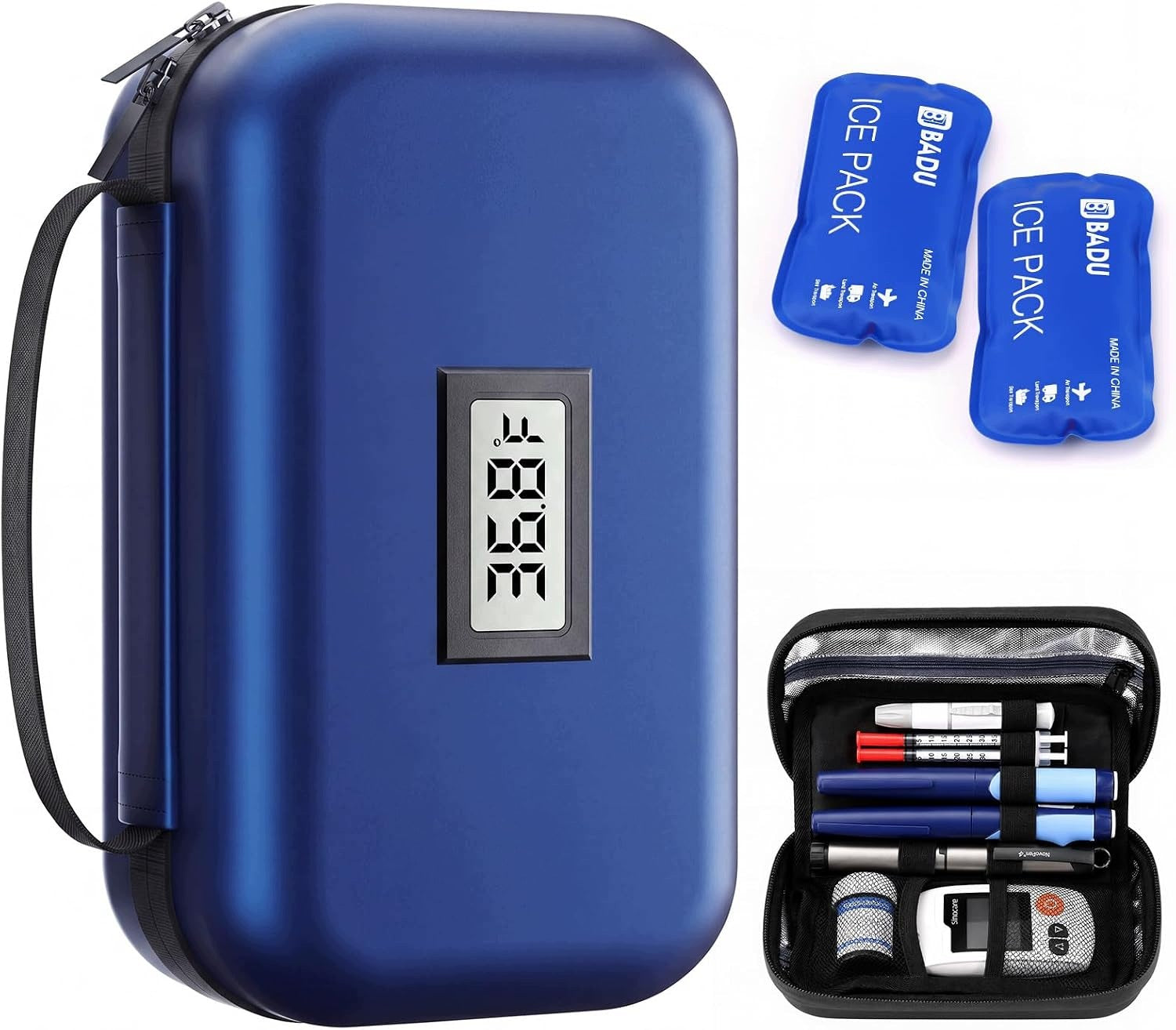 INSULIN THERMAL BAG WITH TEMPERATURE DISPLAY 2 ICE CARTRIDGES
