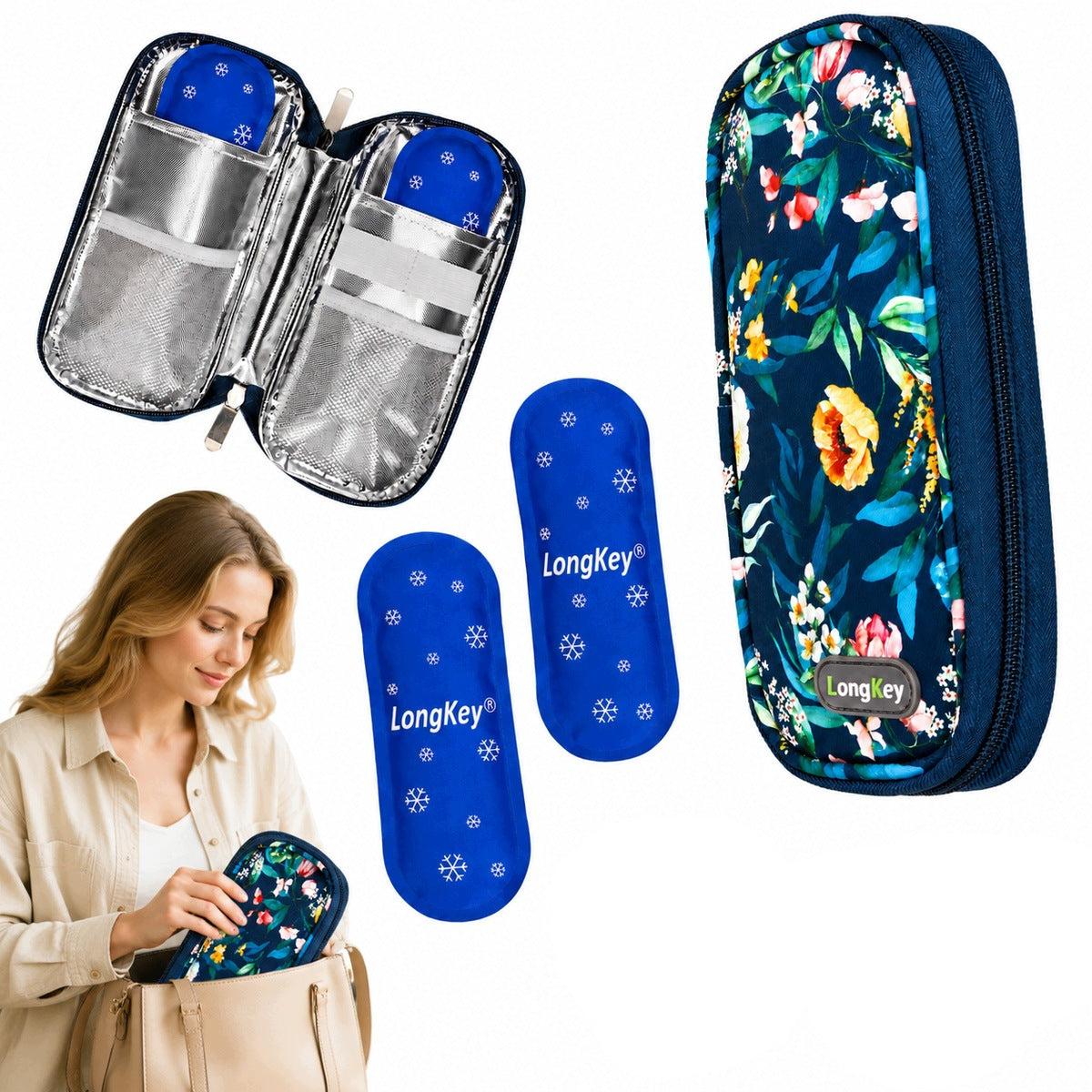 INSULIN THERMAL COOLING BAG FOR TRAVEL WITH 2 ICE WRAP